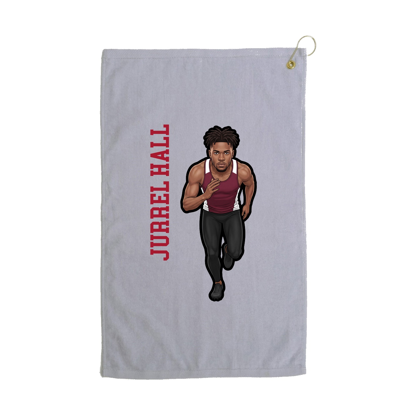 Golf Towel — Name Vertical in Grey