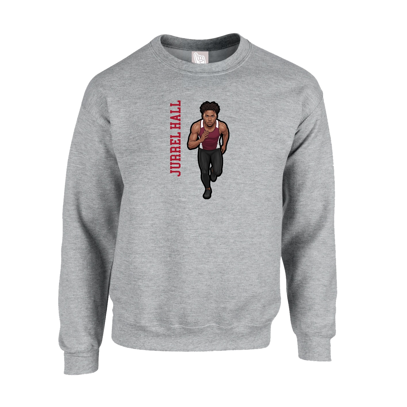 Fleece Crew — Name Vertical in Grey