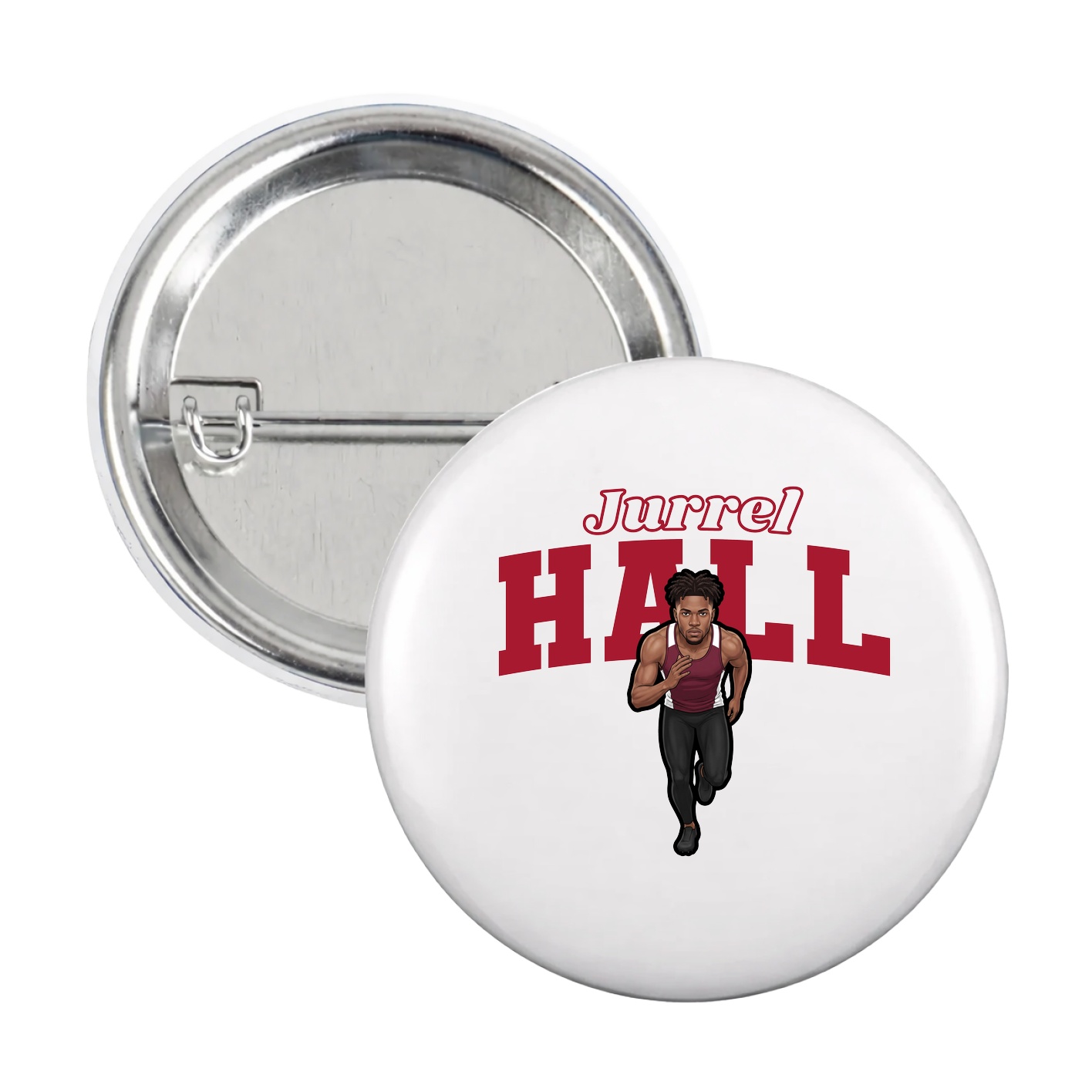 Game Day Button — Name Arch in White