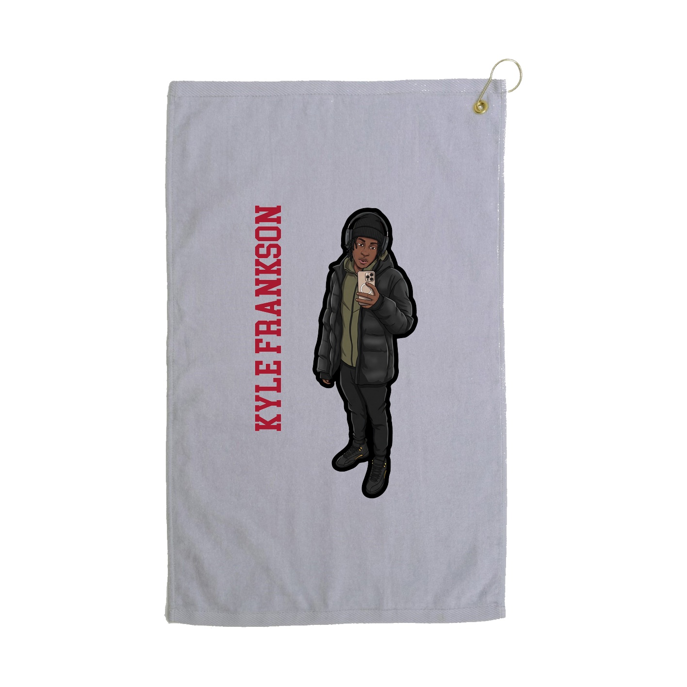 Golf Towel — Name Vertical in Grey