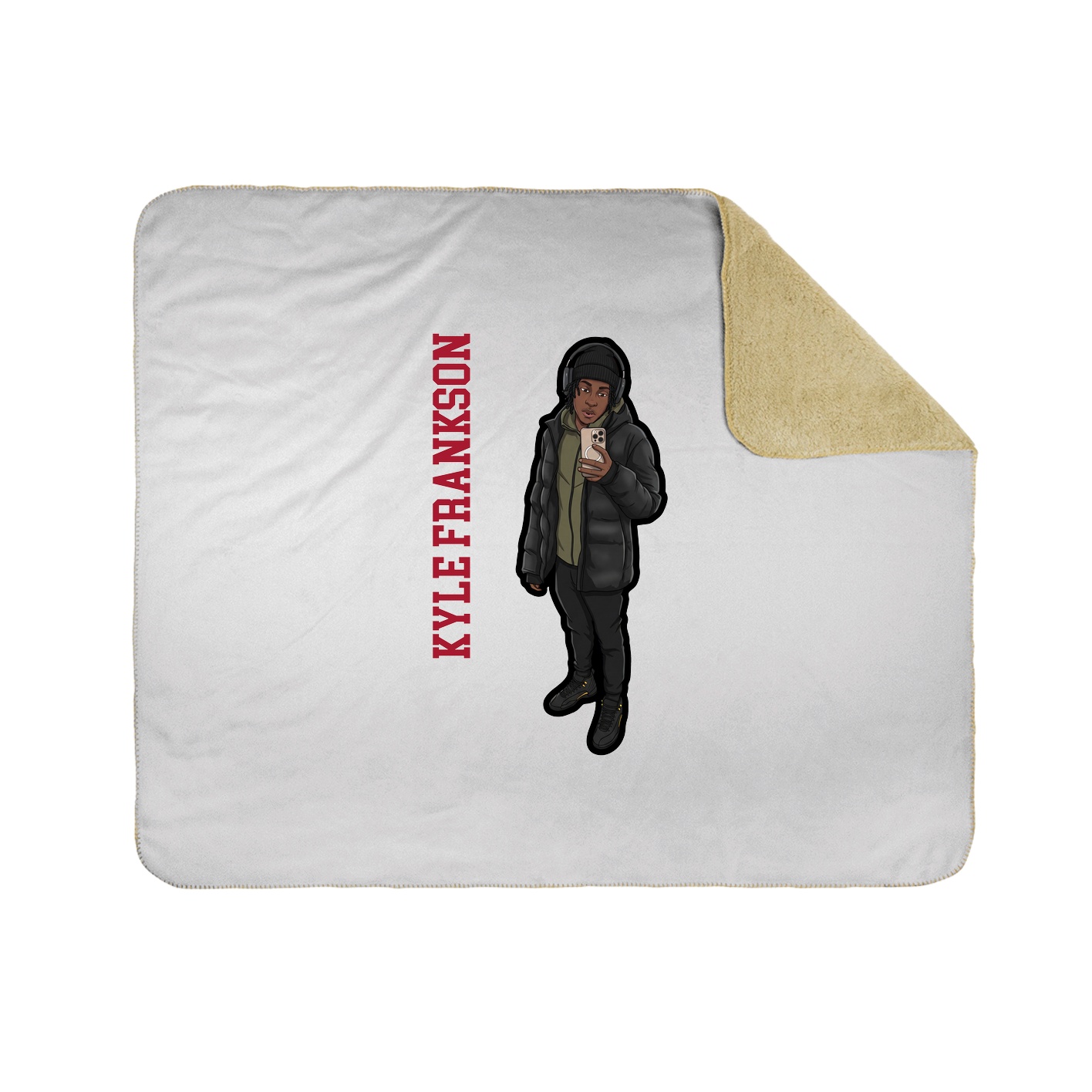 Throw Blanket — Name Vertical in White