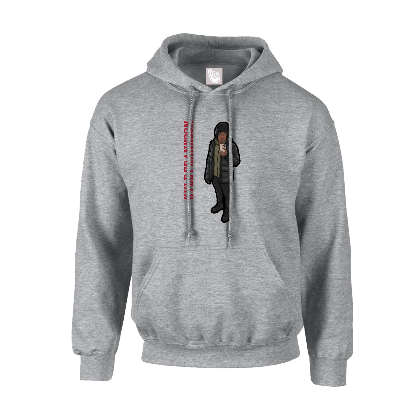 Youth Hoodie — Name Vertical in Grey
