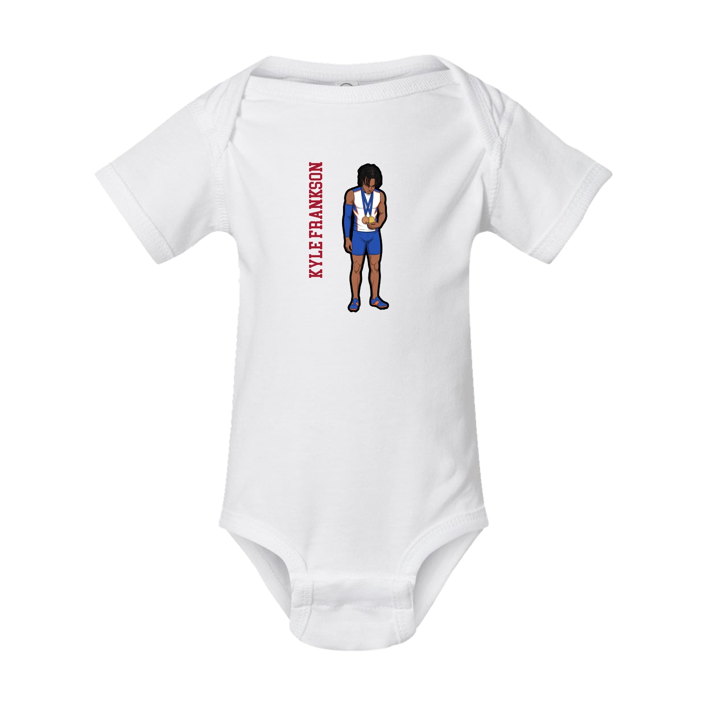 Baby Onesie — Name Vertical in White