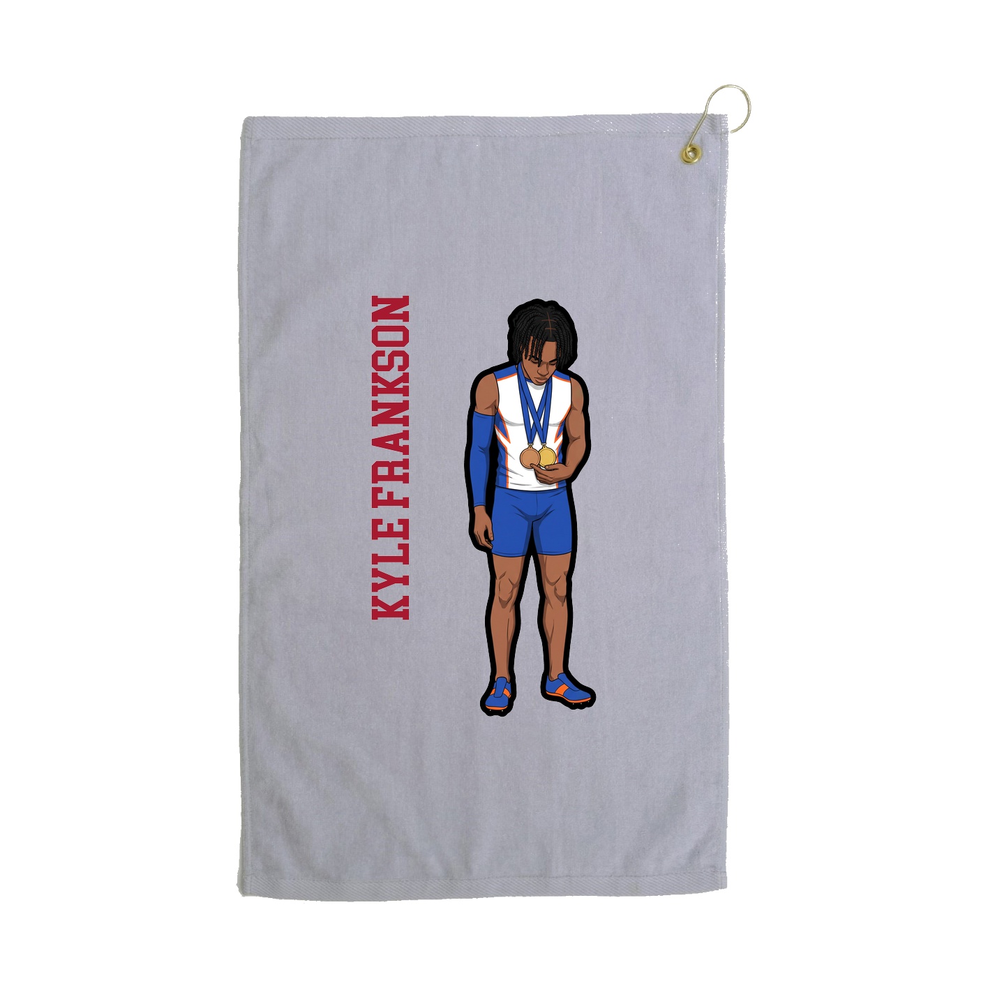 Golf Towel — Name Vertical in Grey