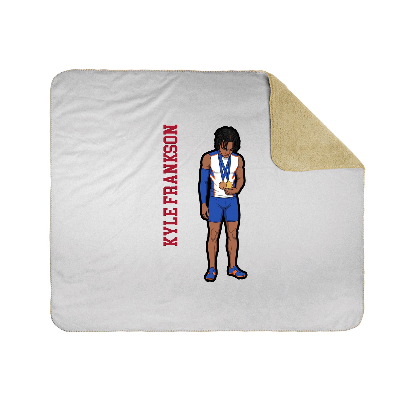 Throw Blanket — Name Vertical in White