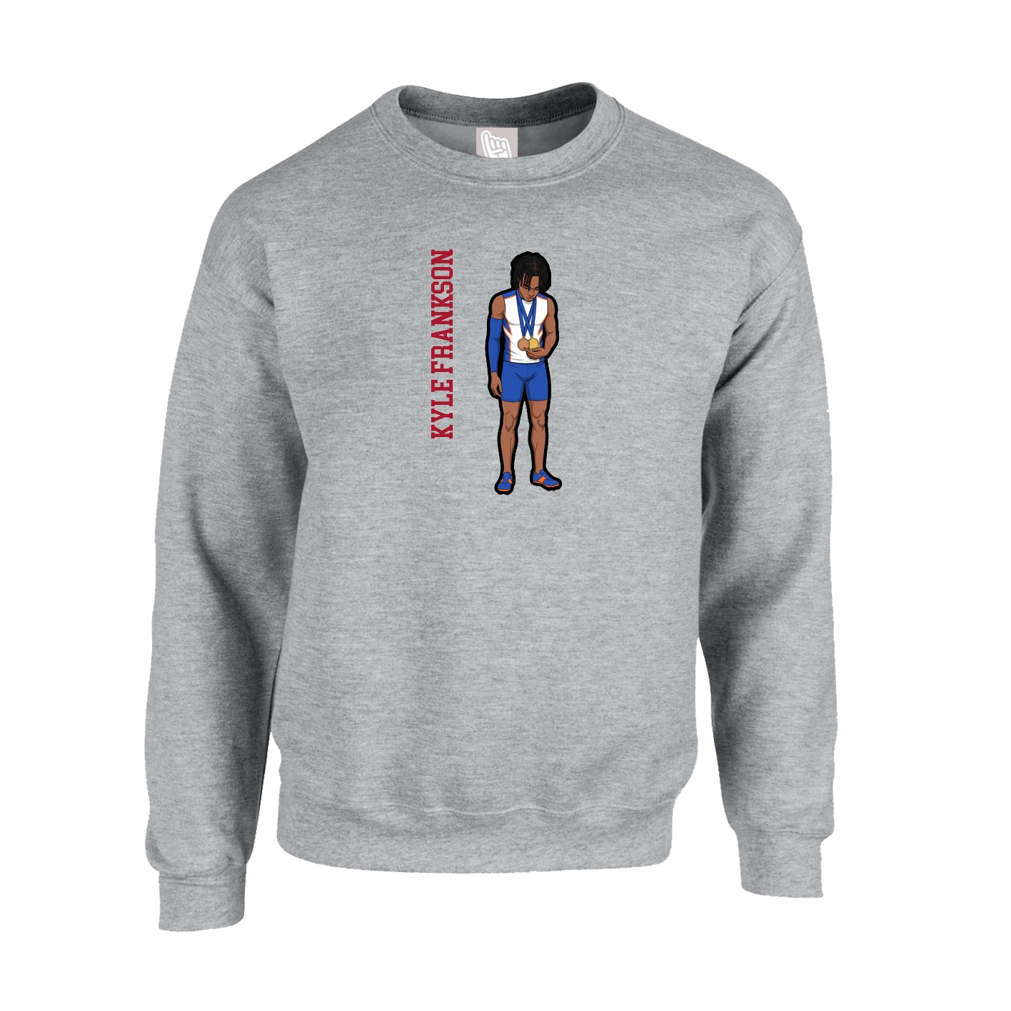 Fleece Crew — Name Vertical in Grey