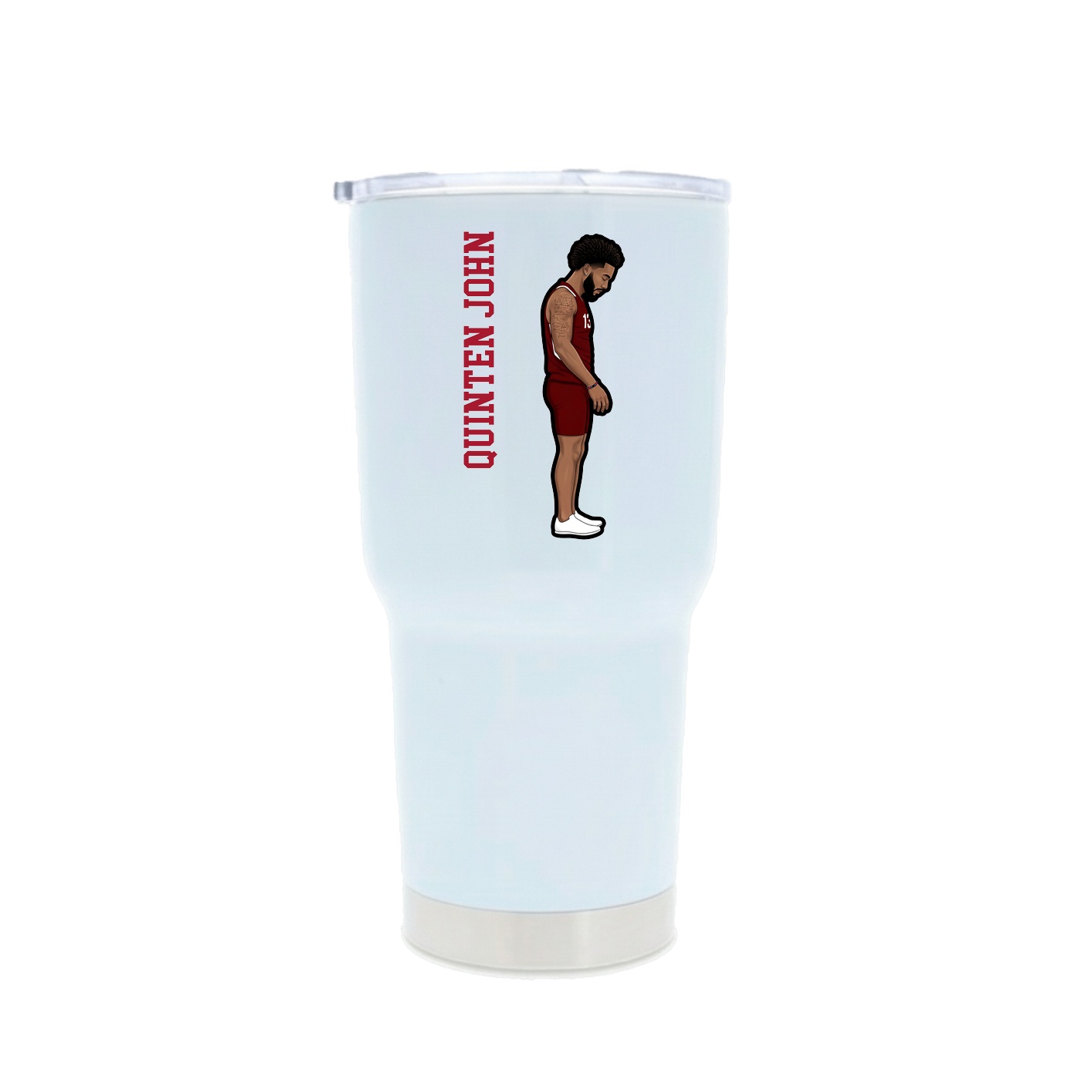 30oz Stainless Steel Tumbler — Name Vertical in White