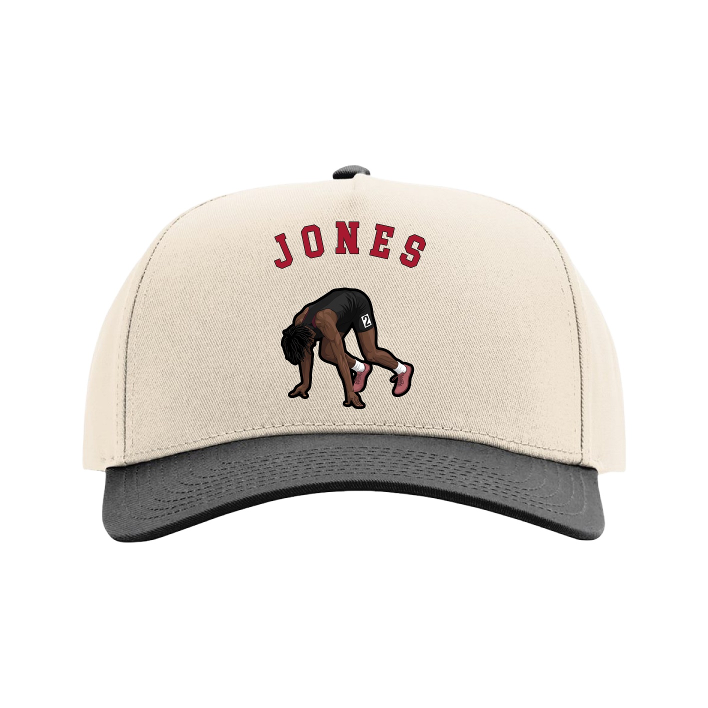 Full Fabric Five-Panel Champ Cap — Shirsey Arch in Cream/Black