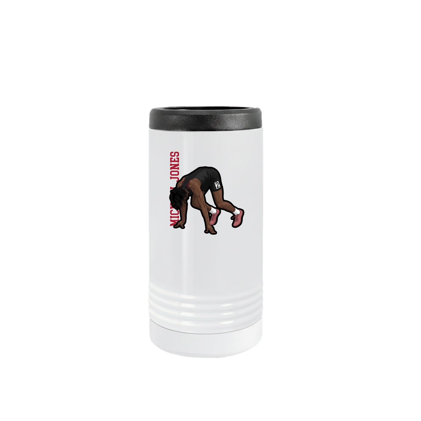 Slim Beverage Holder — Name Vertical in White