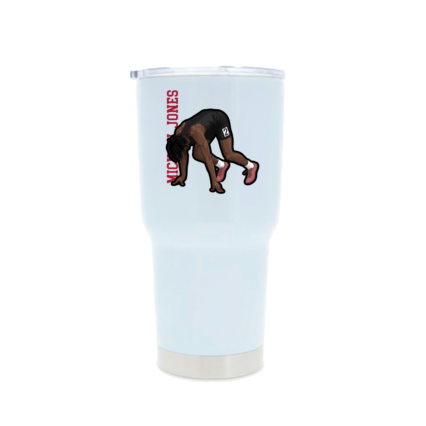 30oz Stainless Steel Tumbler — Name Vertical in White