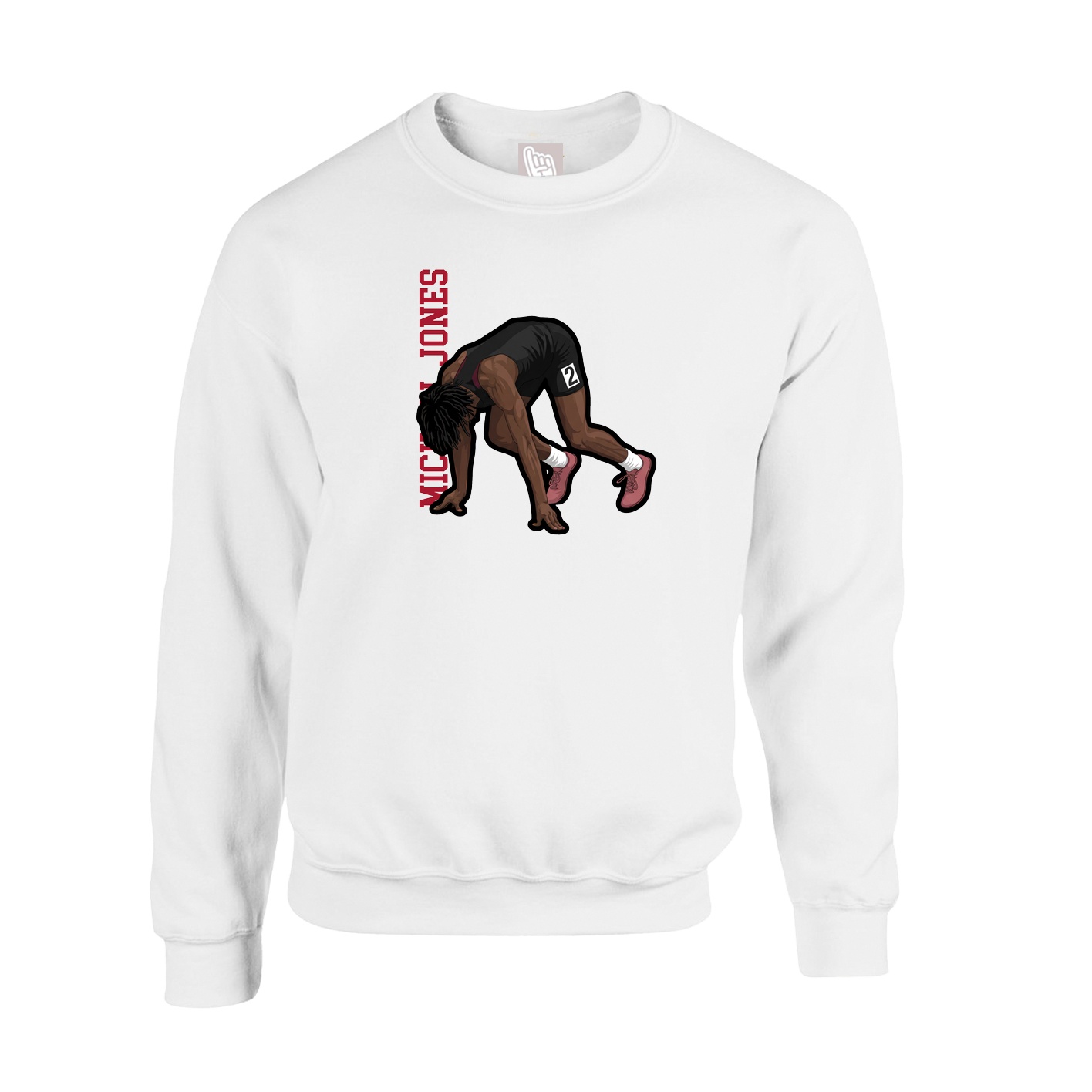 Fleece Crew — Name Vertical in White