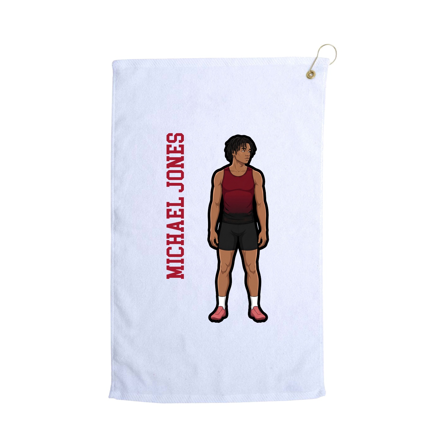 Golf Towel — Name Vertical in White