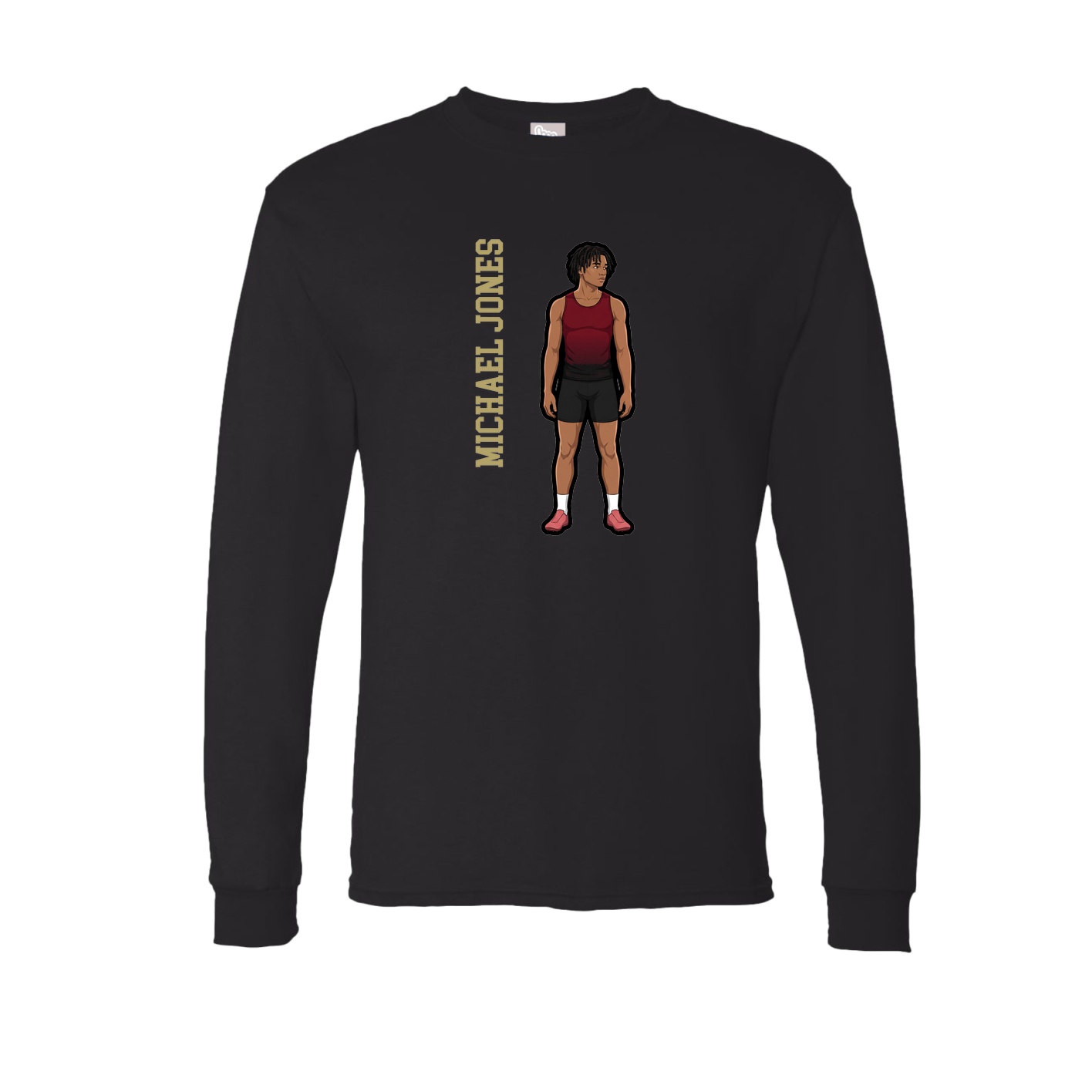 Long Sleeve Tee — Name Vertical in Black