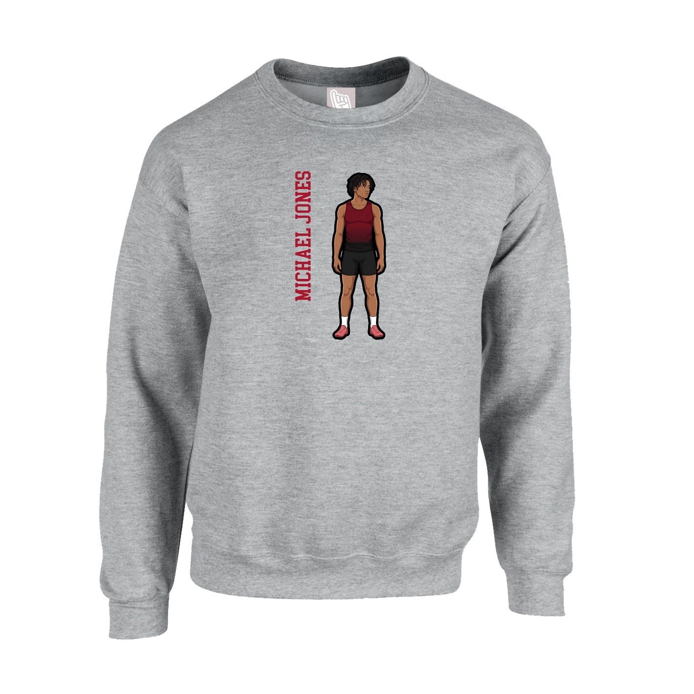 Fleece Crew — Name Vertical in Grey