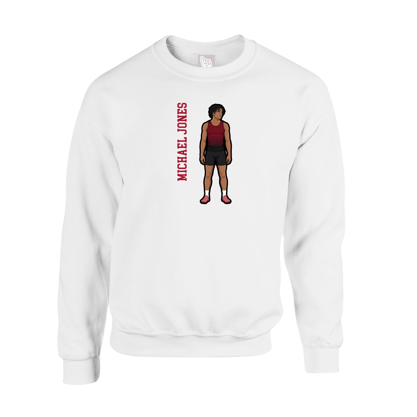 Fleece Crew — Name Vertical in White