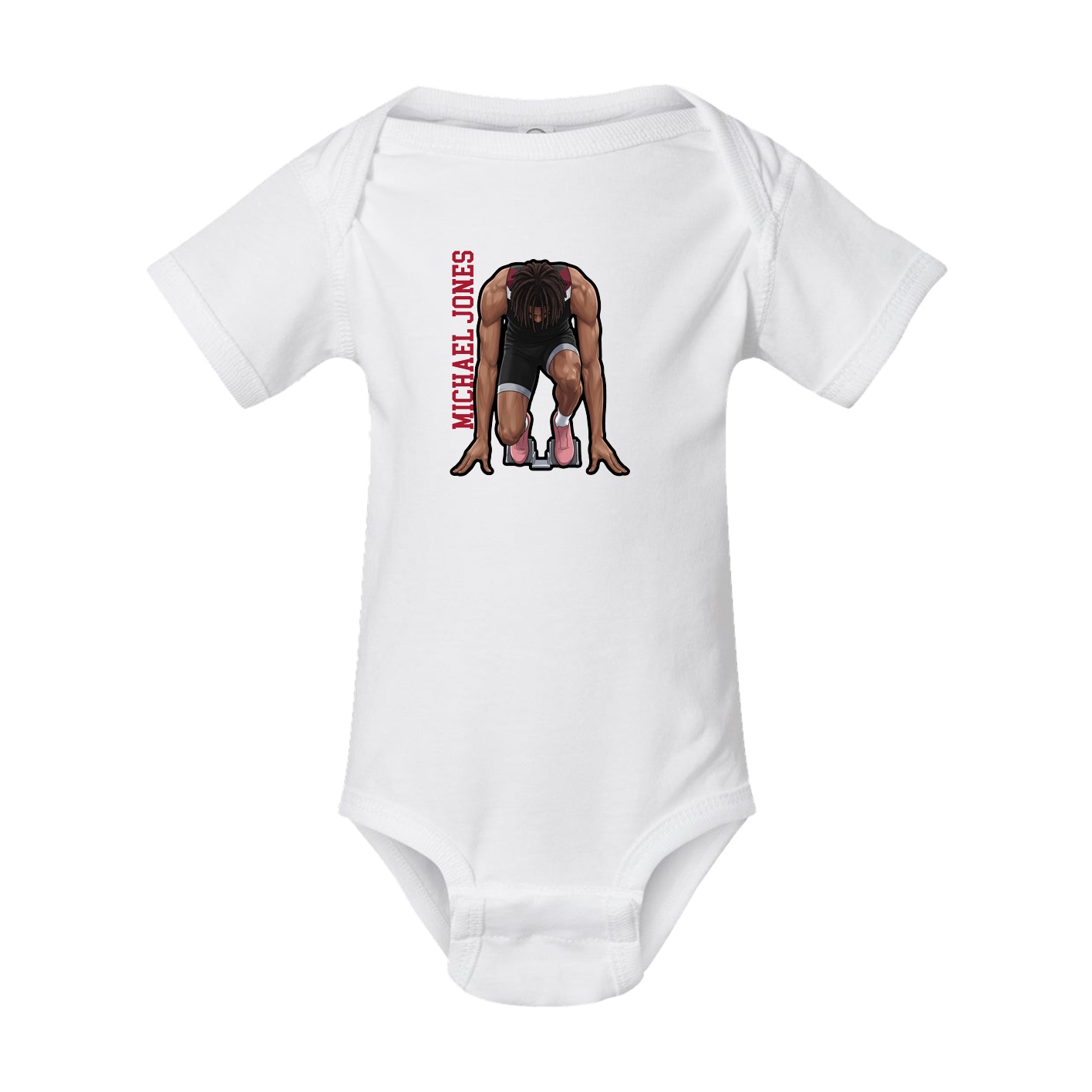 Baby Onesie — Name Vertical in White