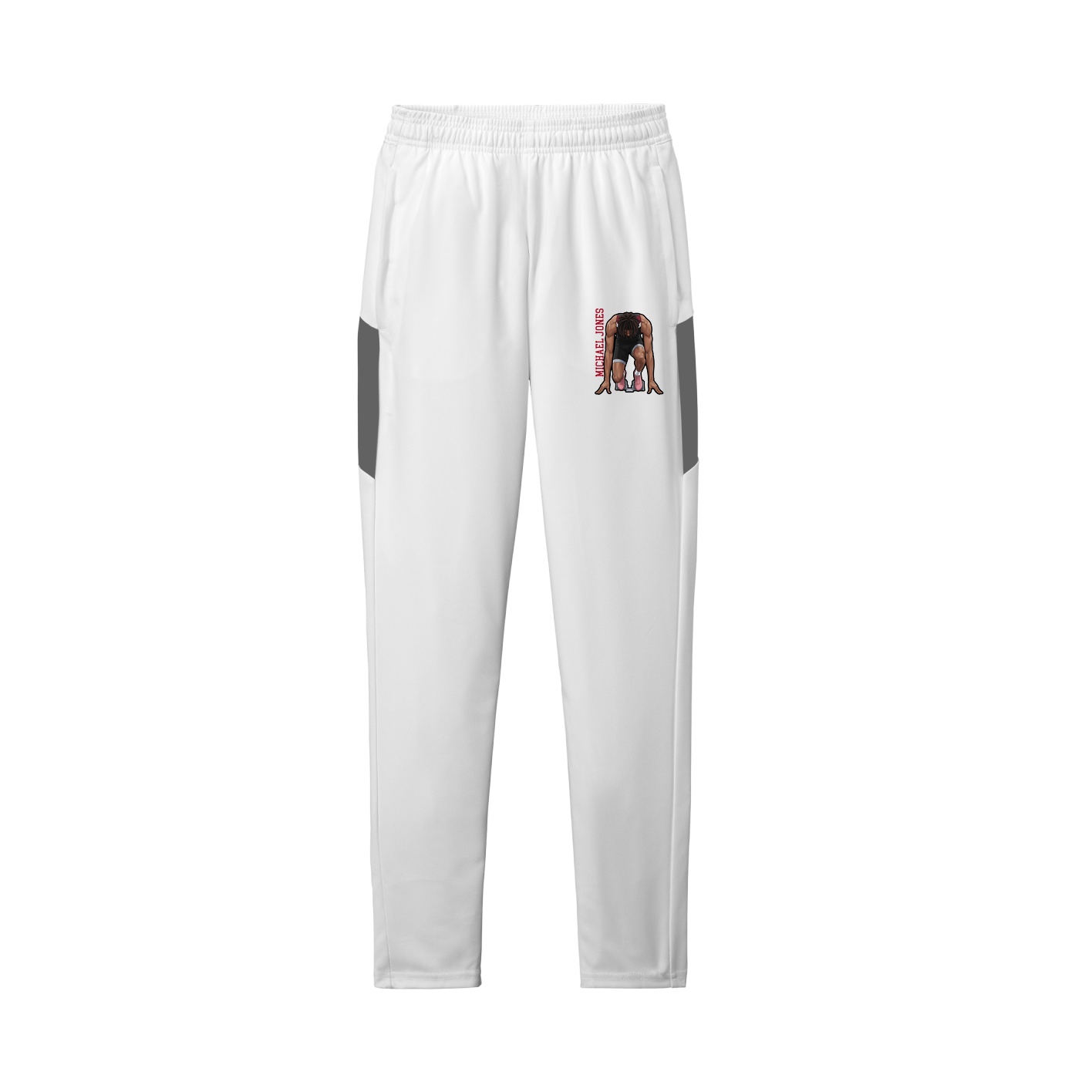 Team Travel Pant — Name Vertical in White/Grey