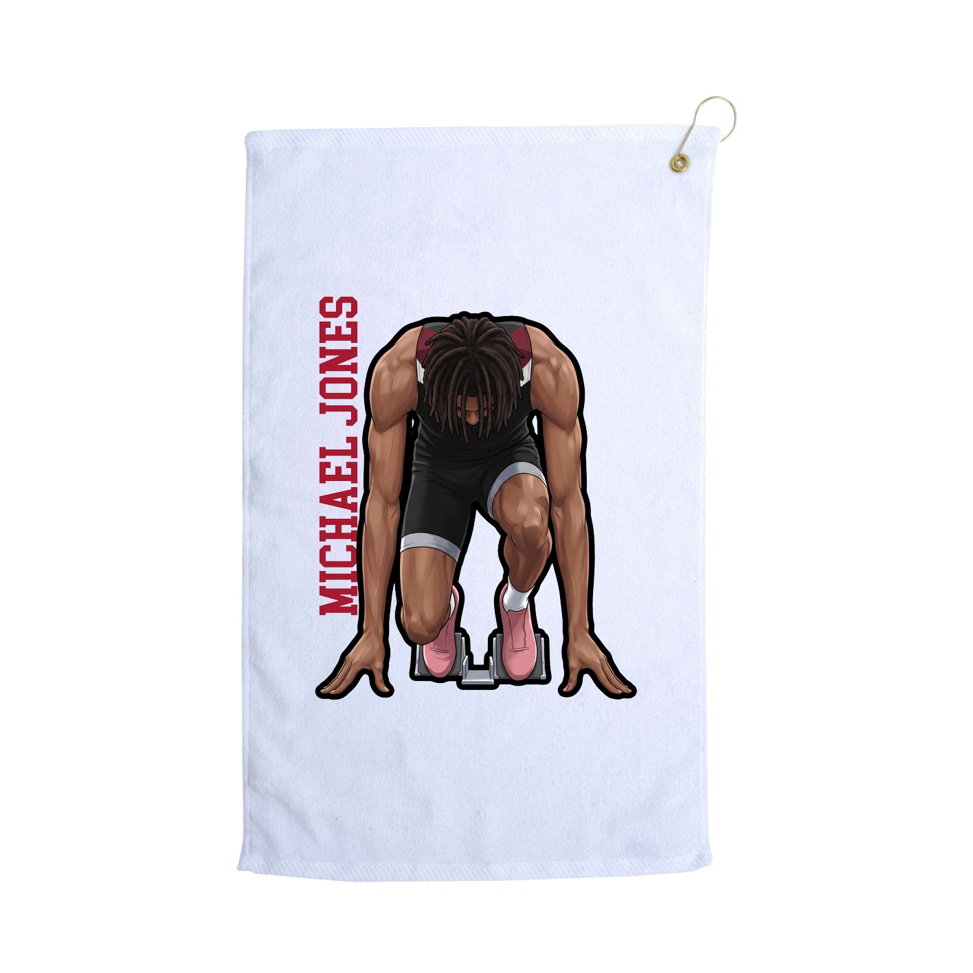Golf Towel — Name Vertical in White