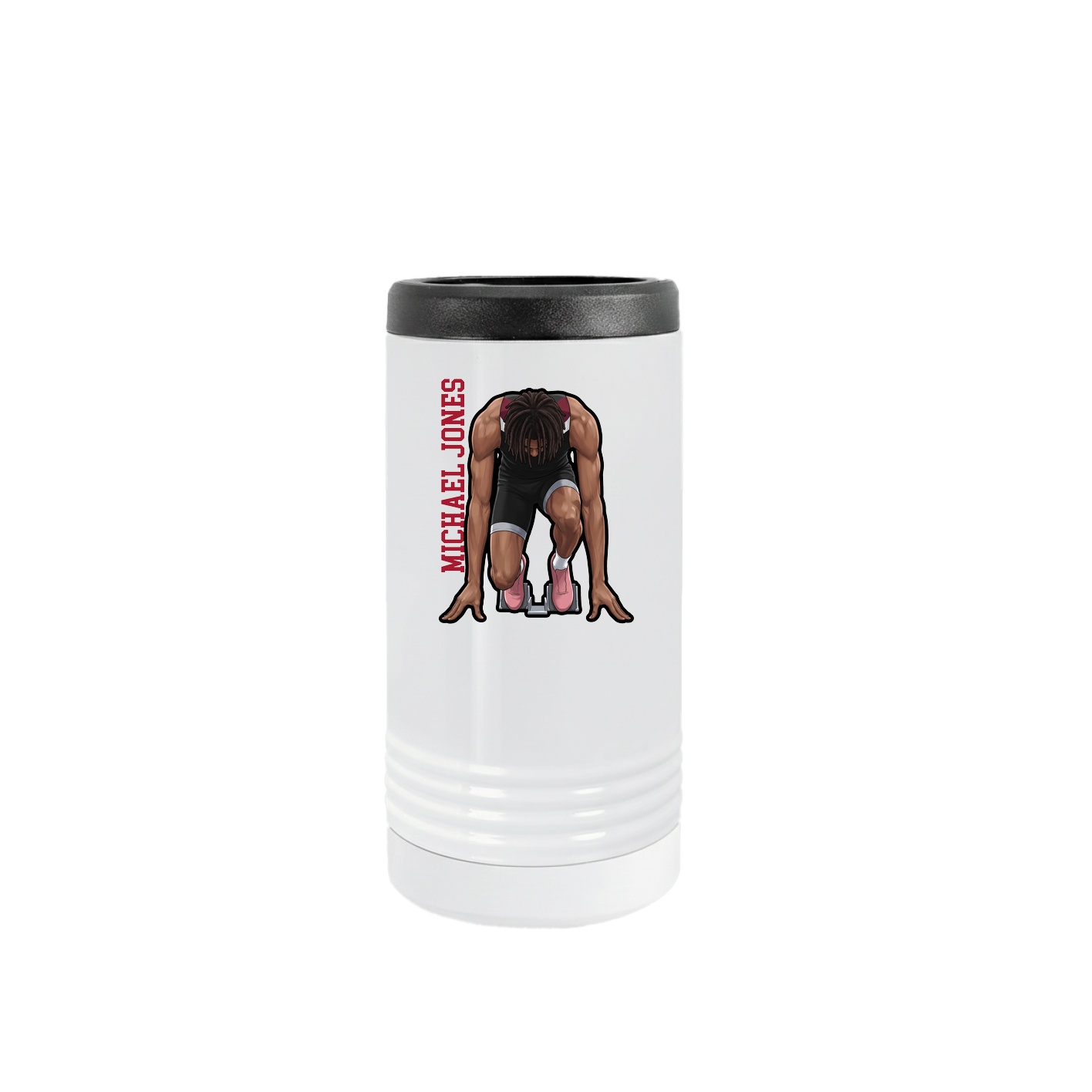 Slim Beverage Holder — Name Vertical in White