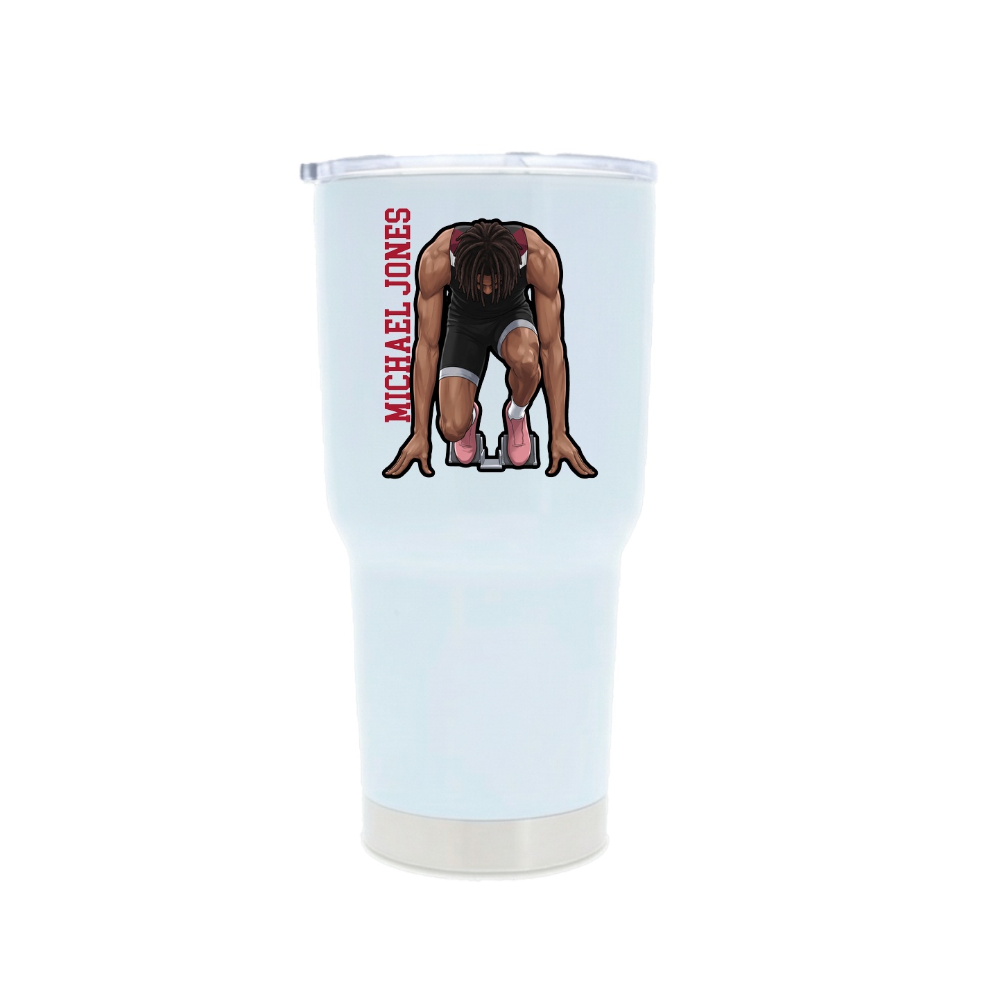 30oz Stainless Steel Tumbler — Name Vertical in White