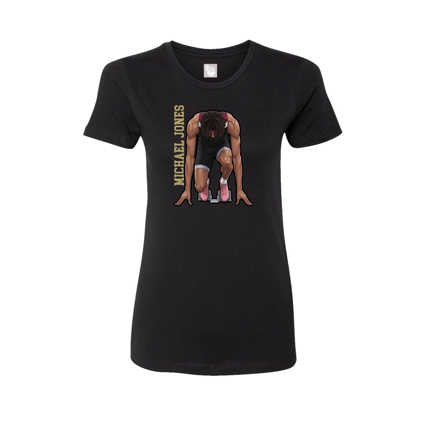 Fitted Women's Tee — Name Vertical in Black
