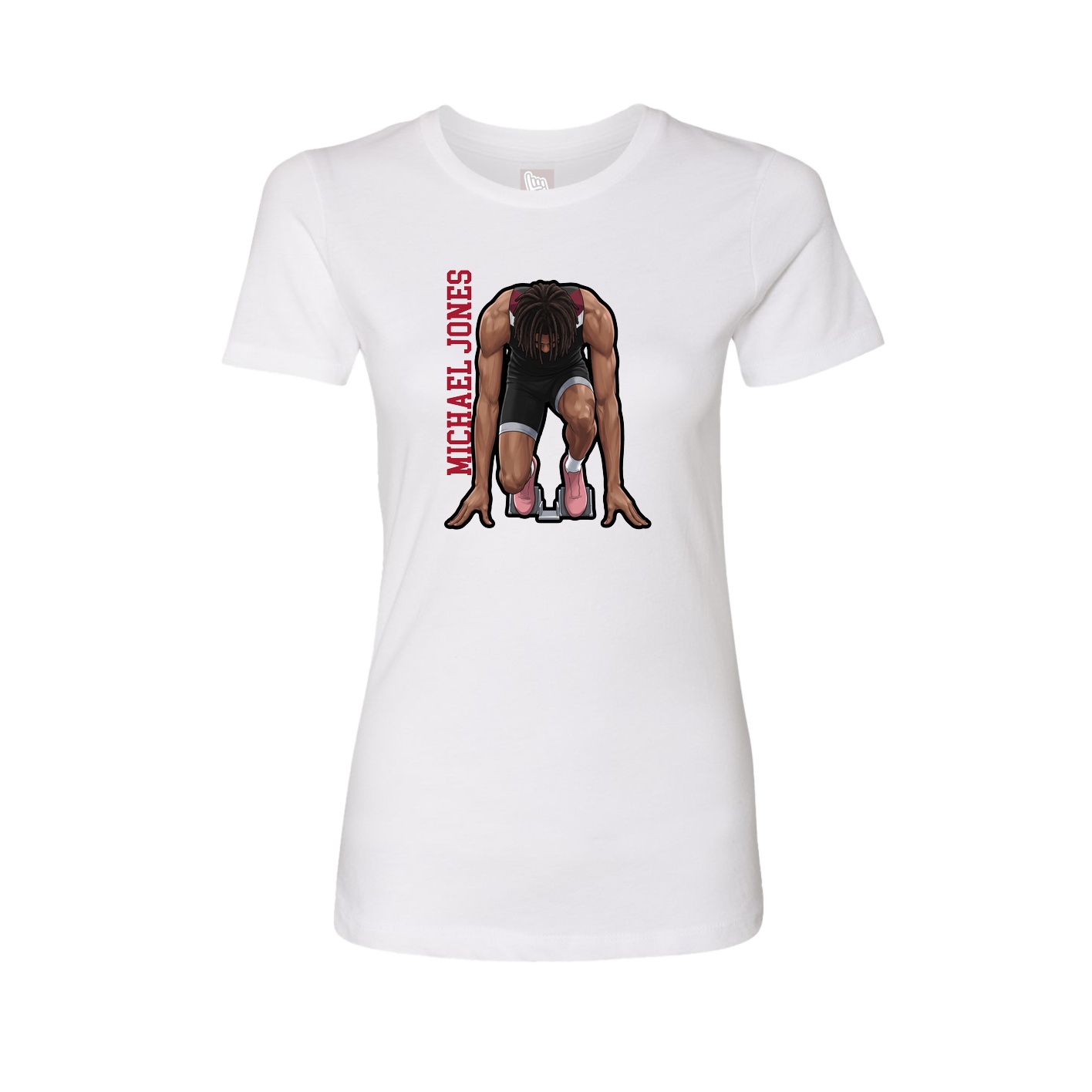 Womens Tee — Name Vertical in White