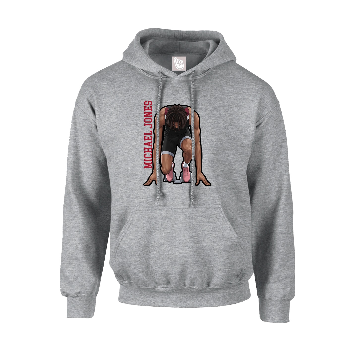 Youth Hoodie — Name Vertical in Grey