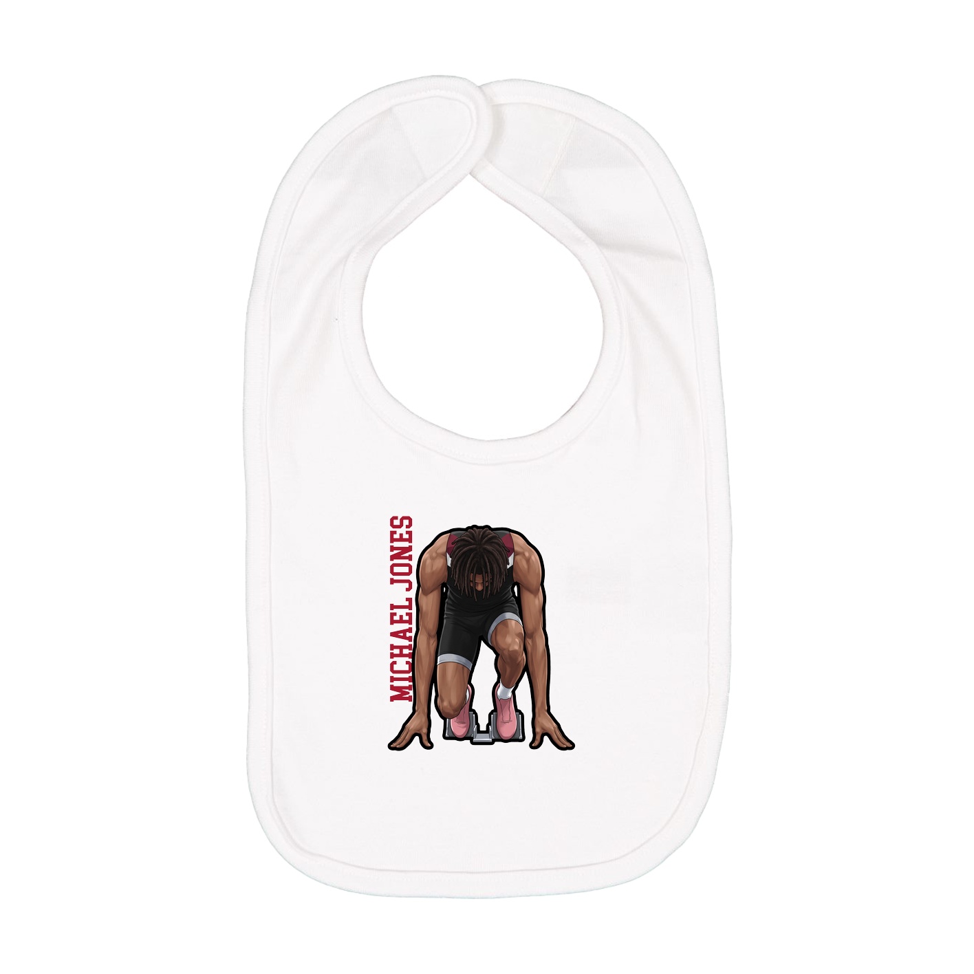 Infant Bib — Name Vertical in White
