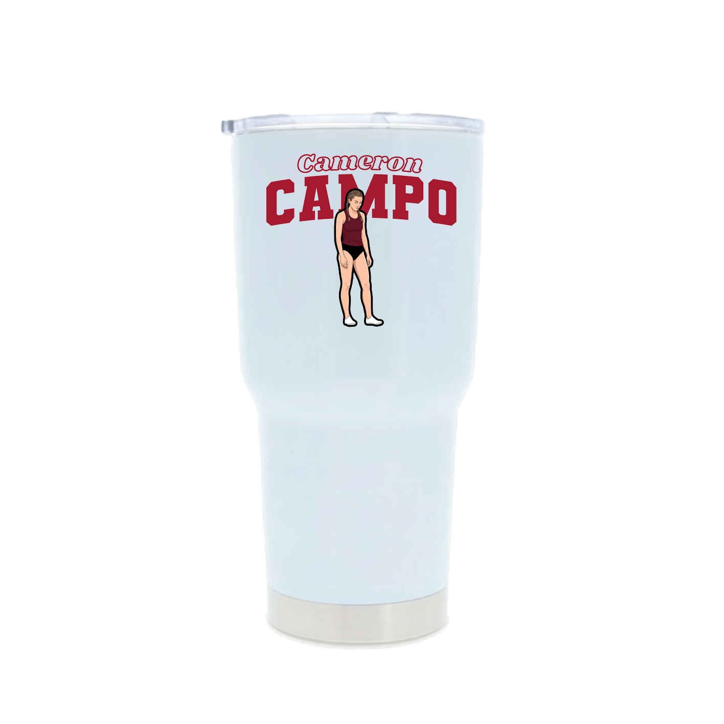 30oz Stainless Steel Tumbler — Name Arch in White