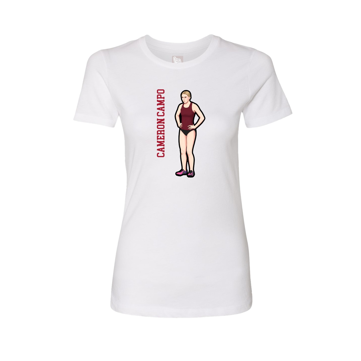 Womens Tee — Name Vertical in White