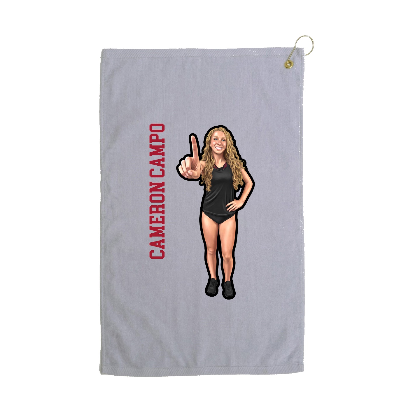 Golf Towel — Name Vertical in Grey