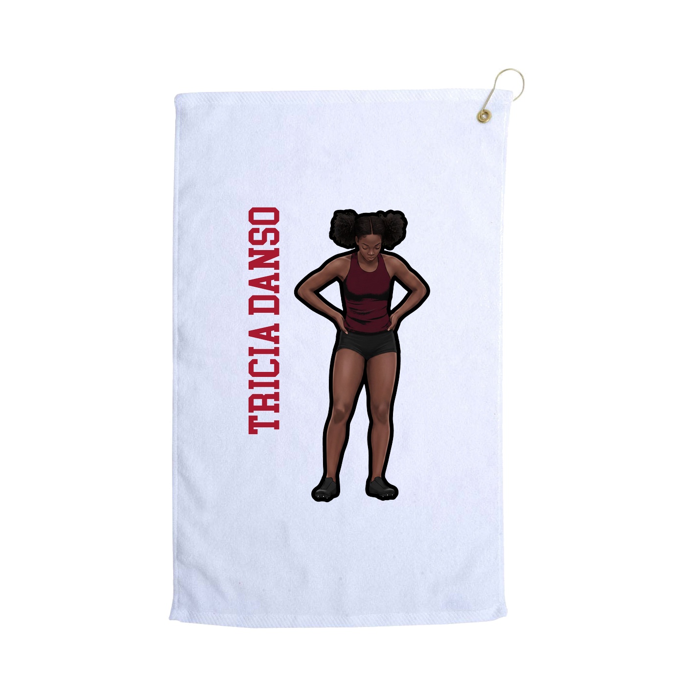 Golf Towel — Name Vertical in White