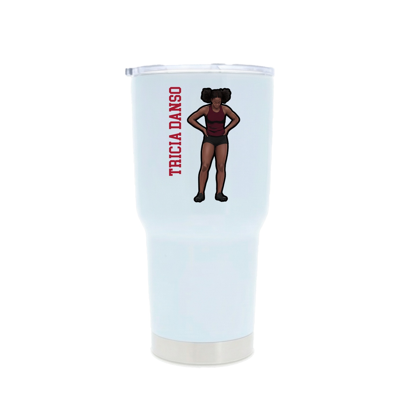 30oz Stainless Steel Tumbler — Name Vertical in White