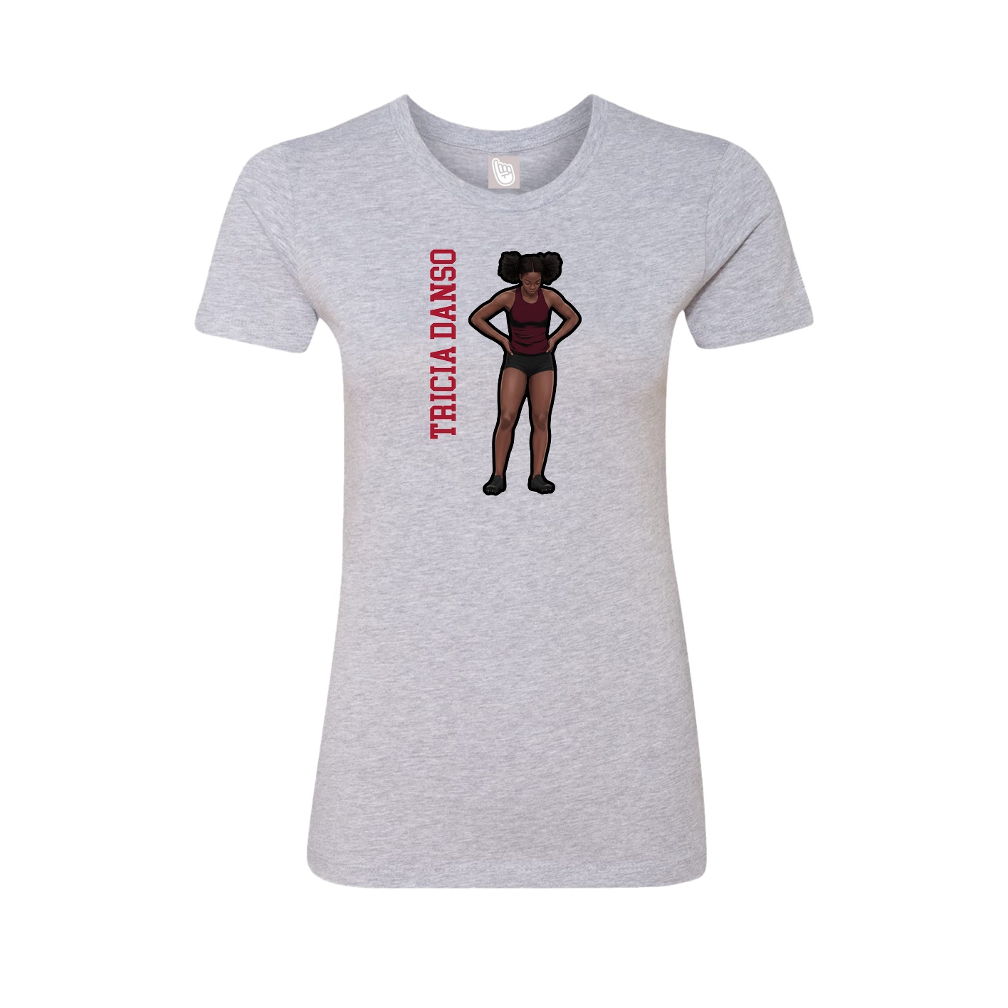 Fitted Women's Tee — Name Vertical in Grey
