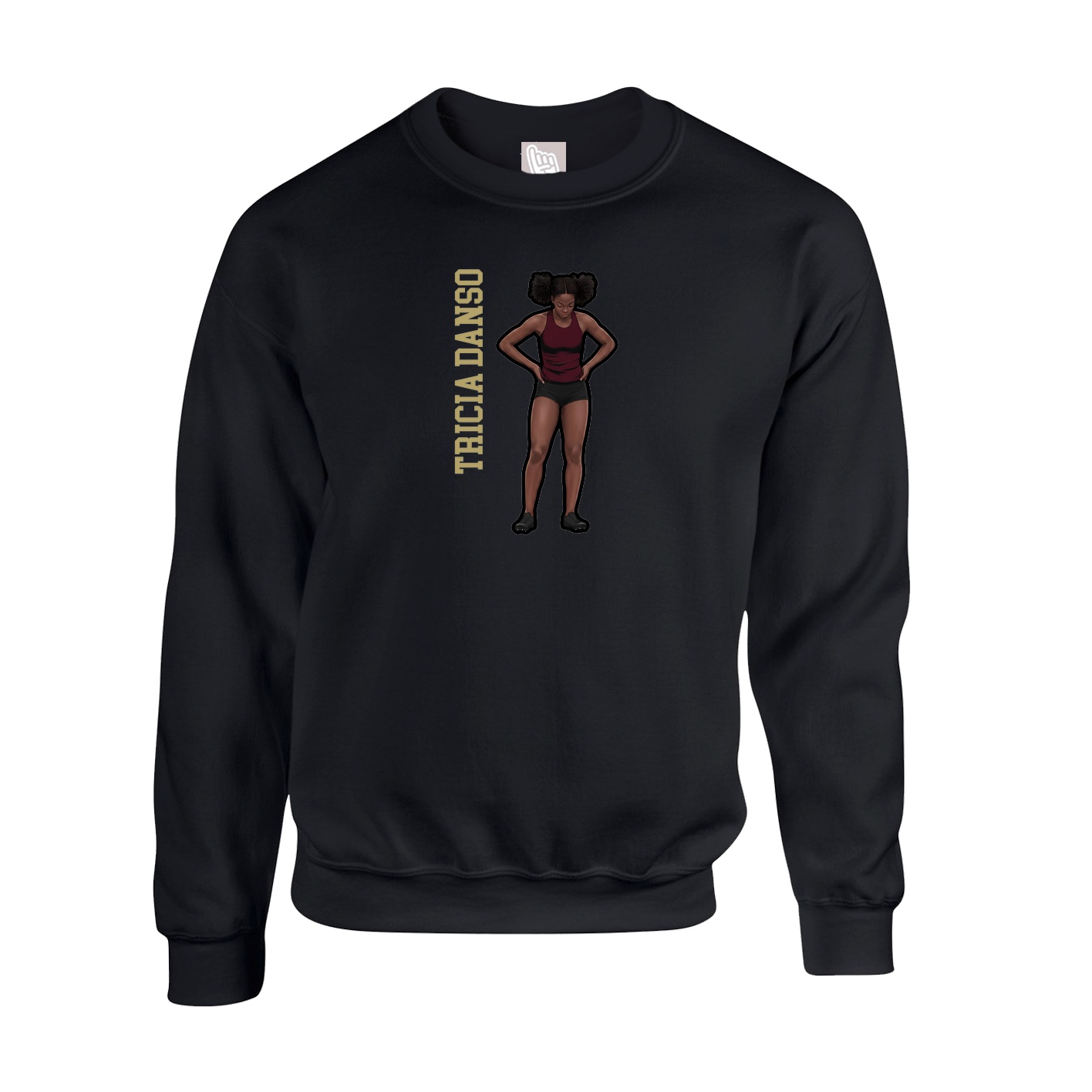 Fleece Crew — Name Vertical in Black