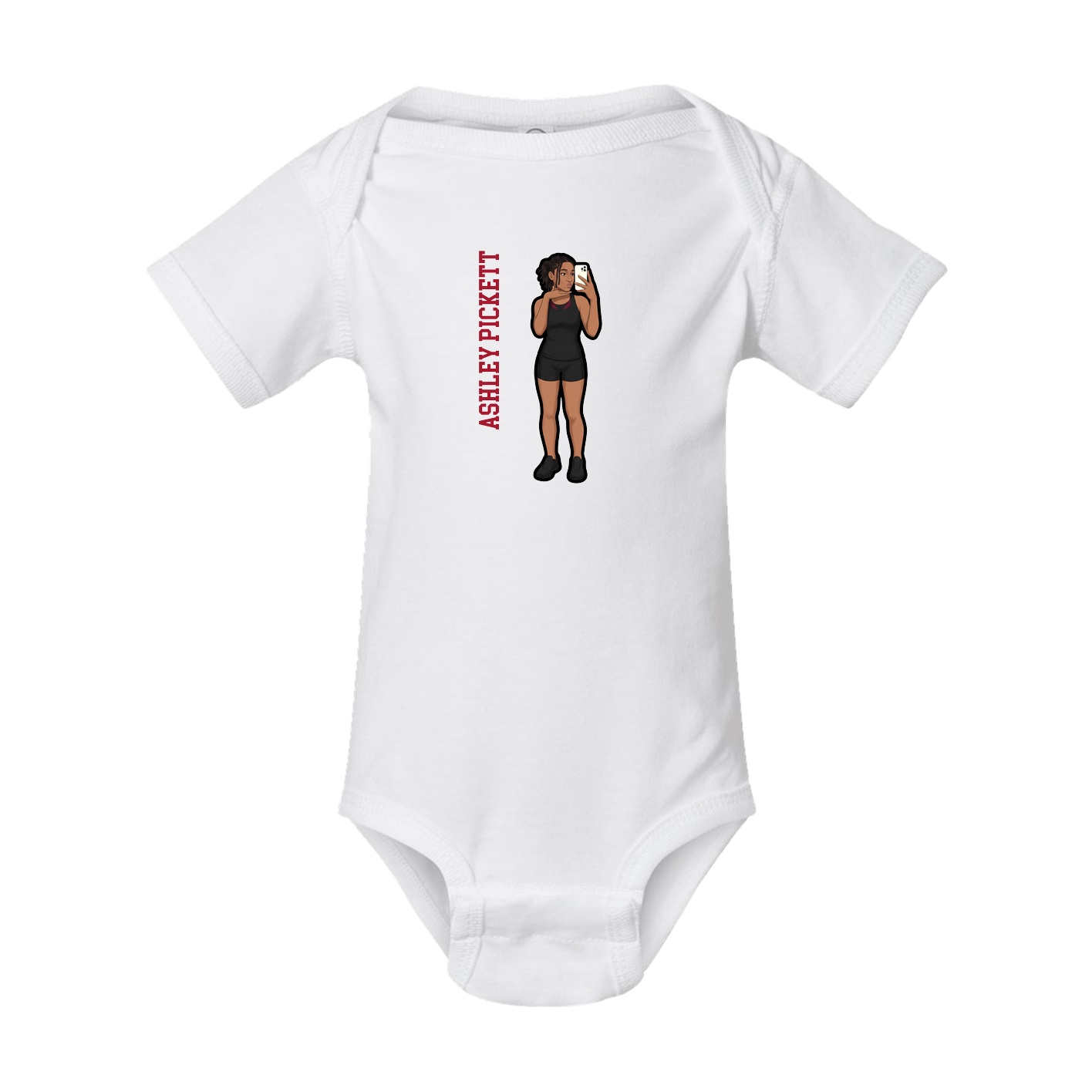 Baby Onesie — Name Vertical in White