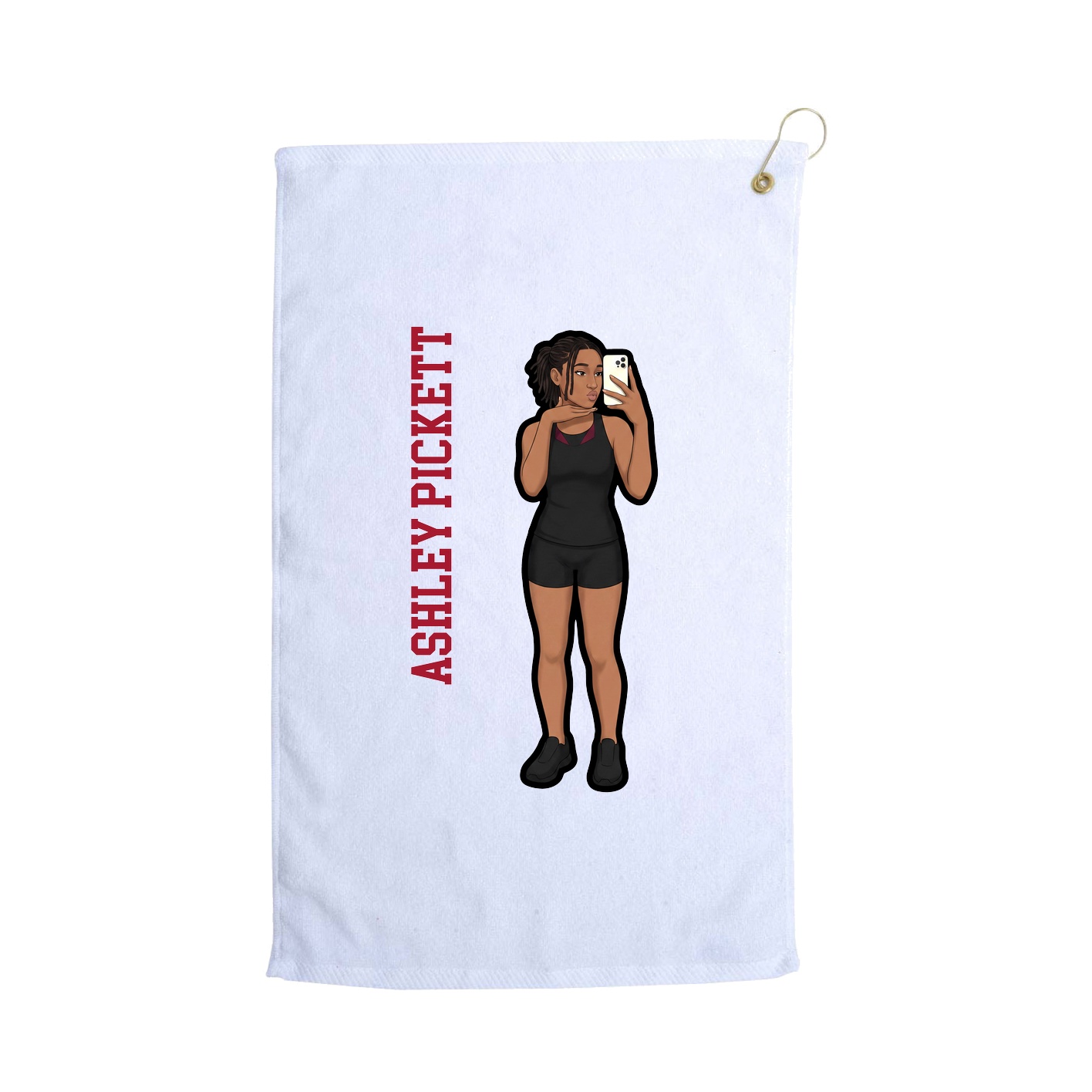 Golf Towel — Name Vertical in White
