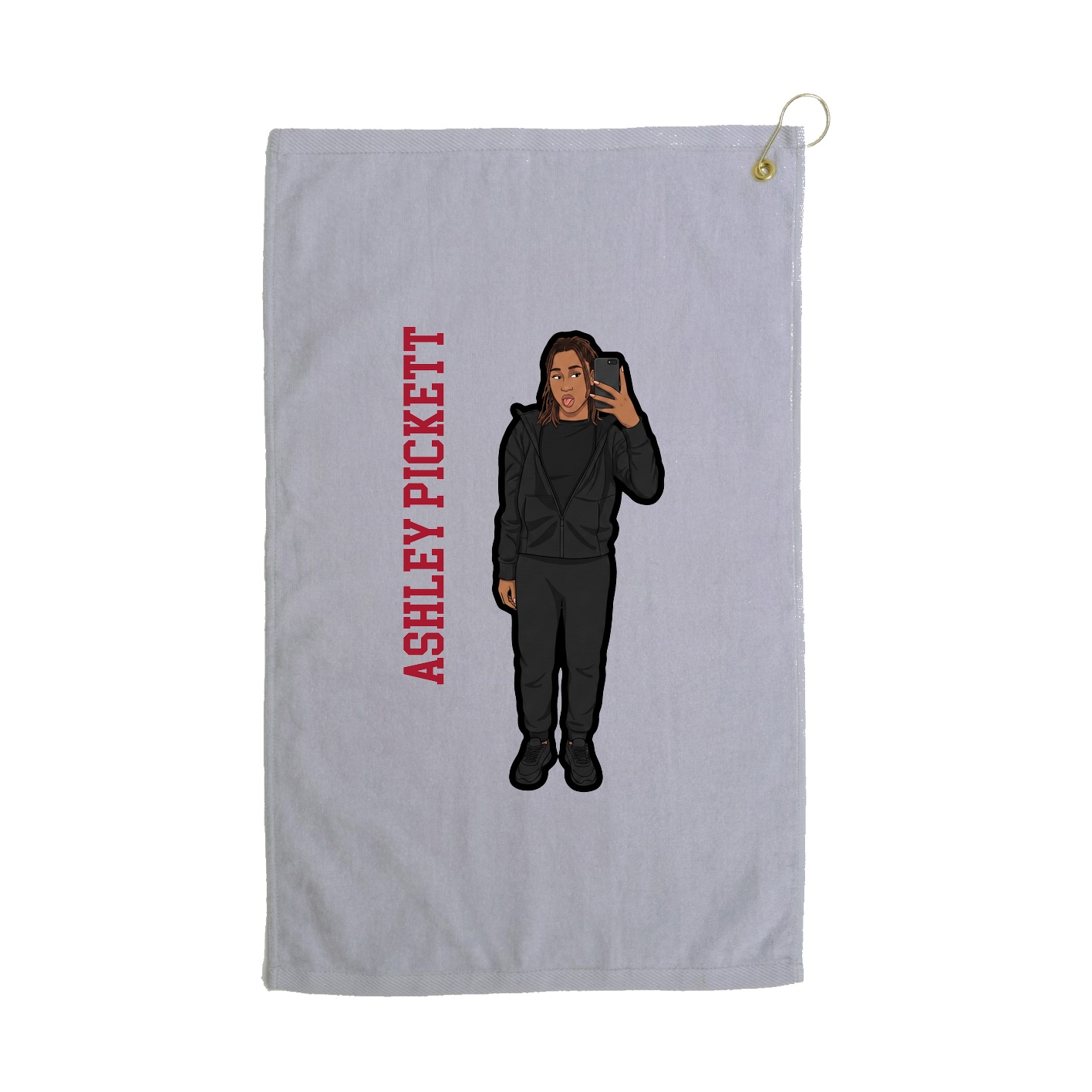 Golf Towel — Name Vertical in Grey