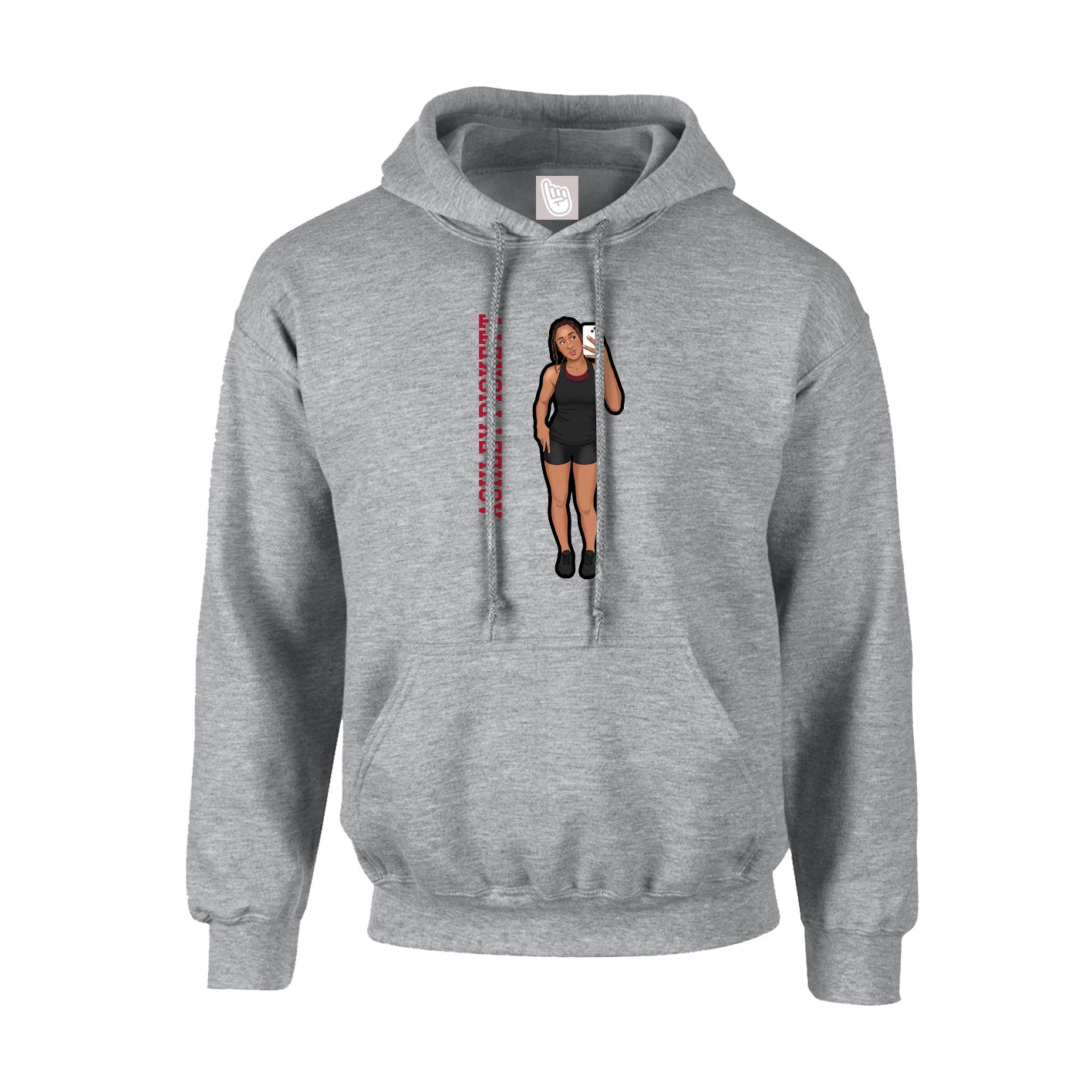Youth Hoodie — Name Vertical in Grey