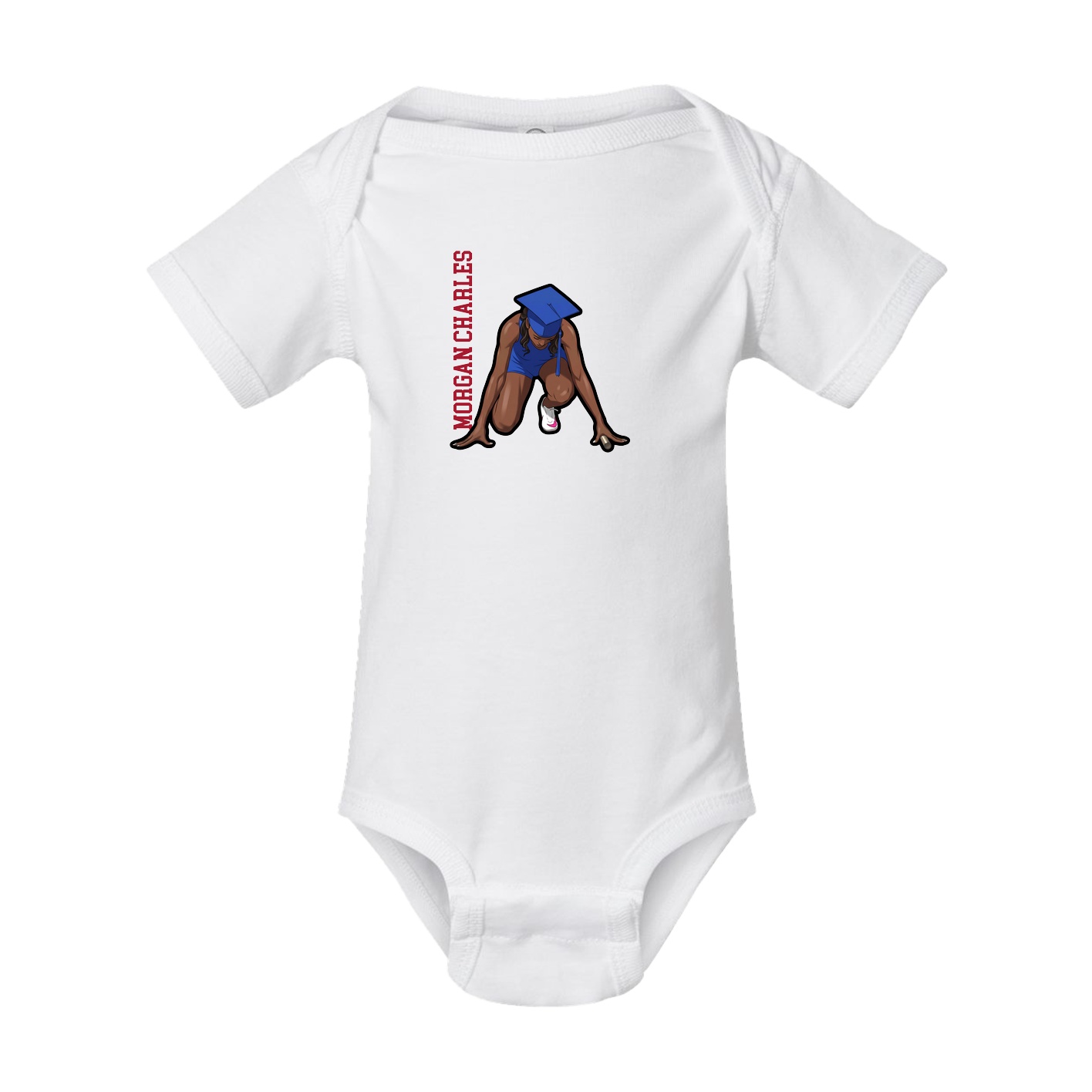 Baby Onesie — Name Vertical in White