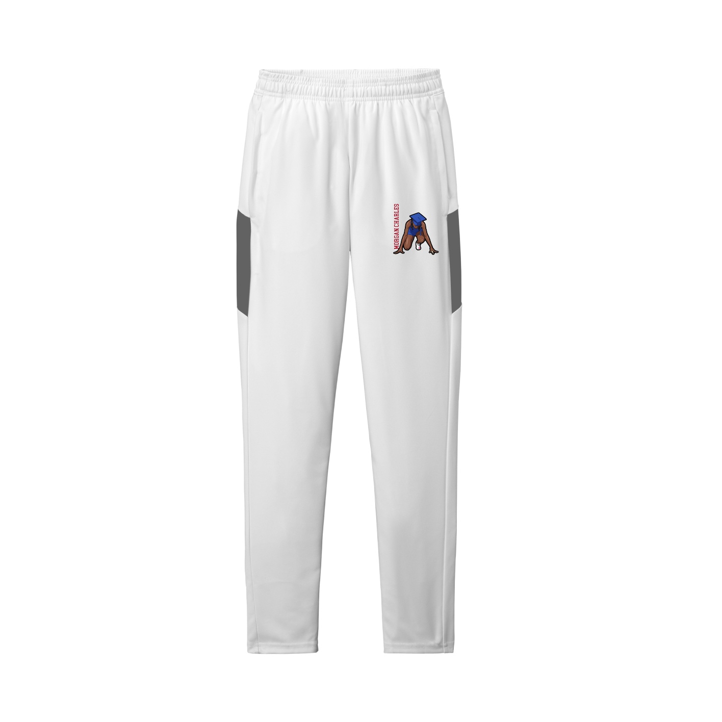 Team Travel Pant — Name Vertical in White/Grey