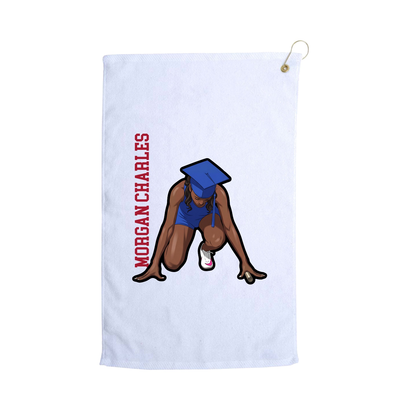 Golf Towel — Name Vertical in White