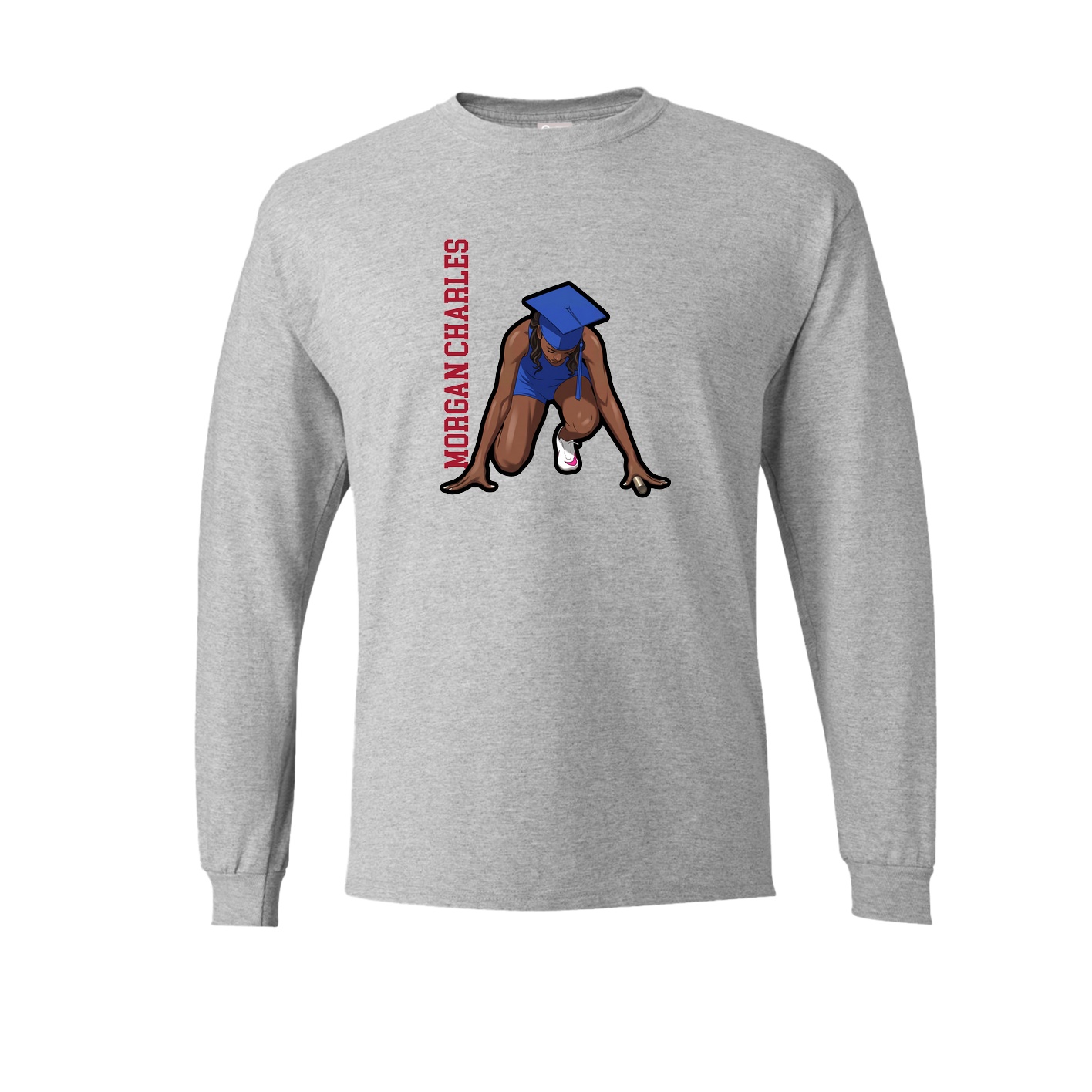 Long Sleeve Tee — Name Vertical in Grey