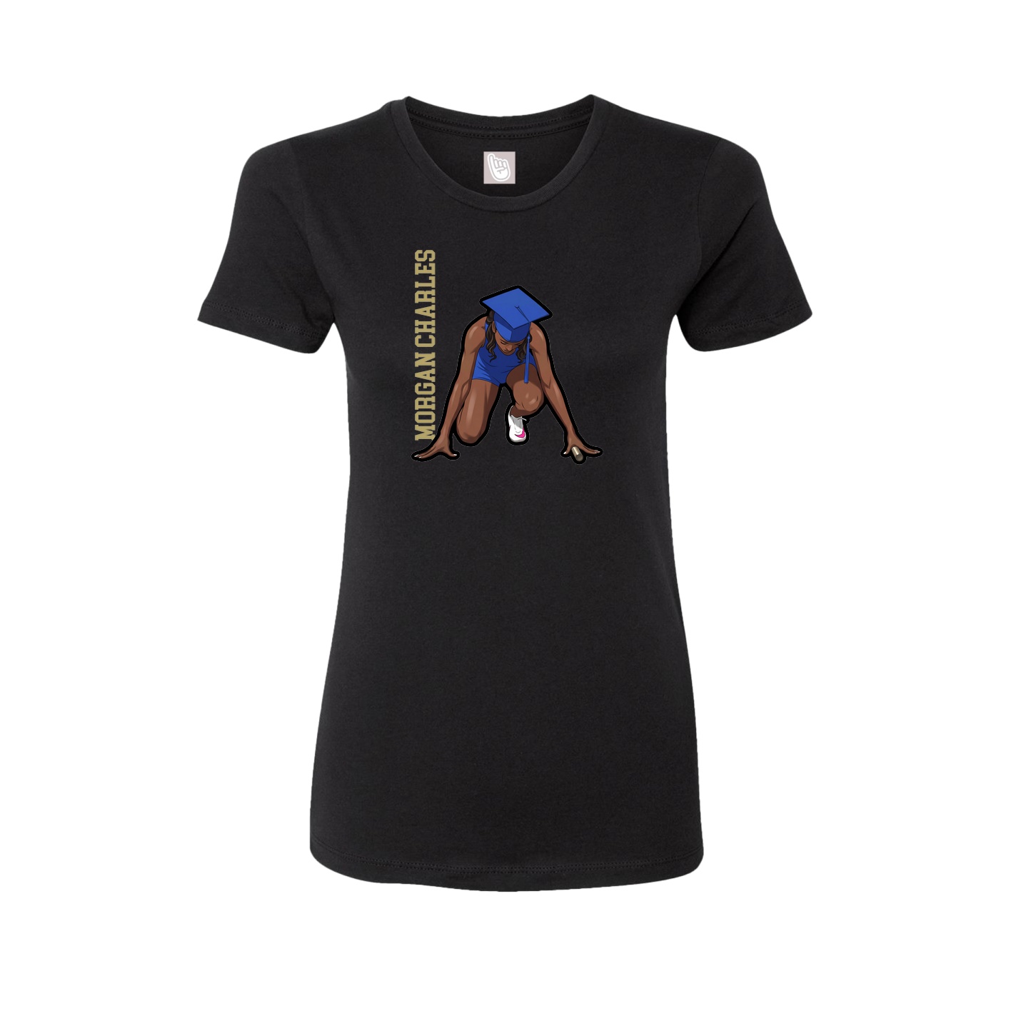 Womens Tee — Name Vertical in Black