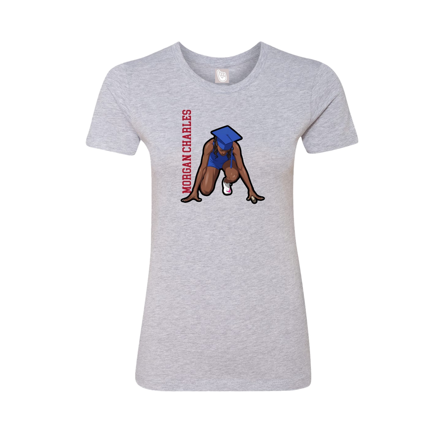 Fitted Women's Tee — Name Vertical in Grey