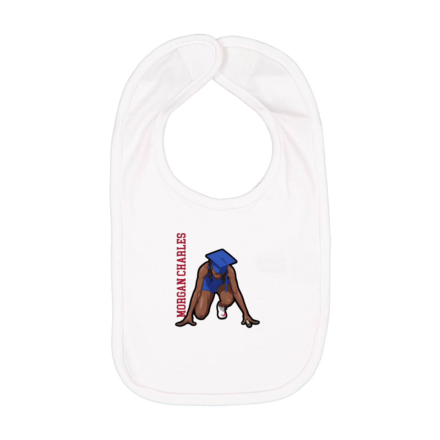 Infant Bib — Name Vertical in White
