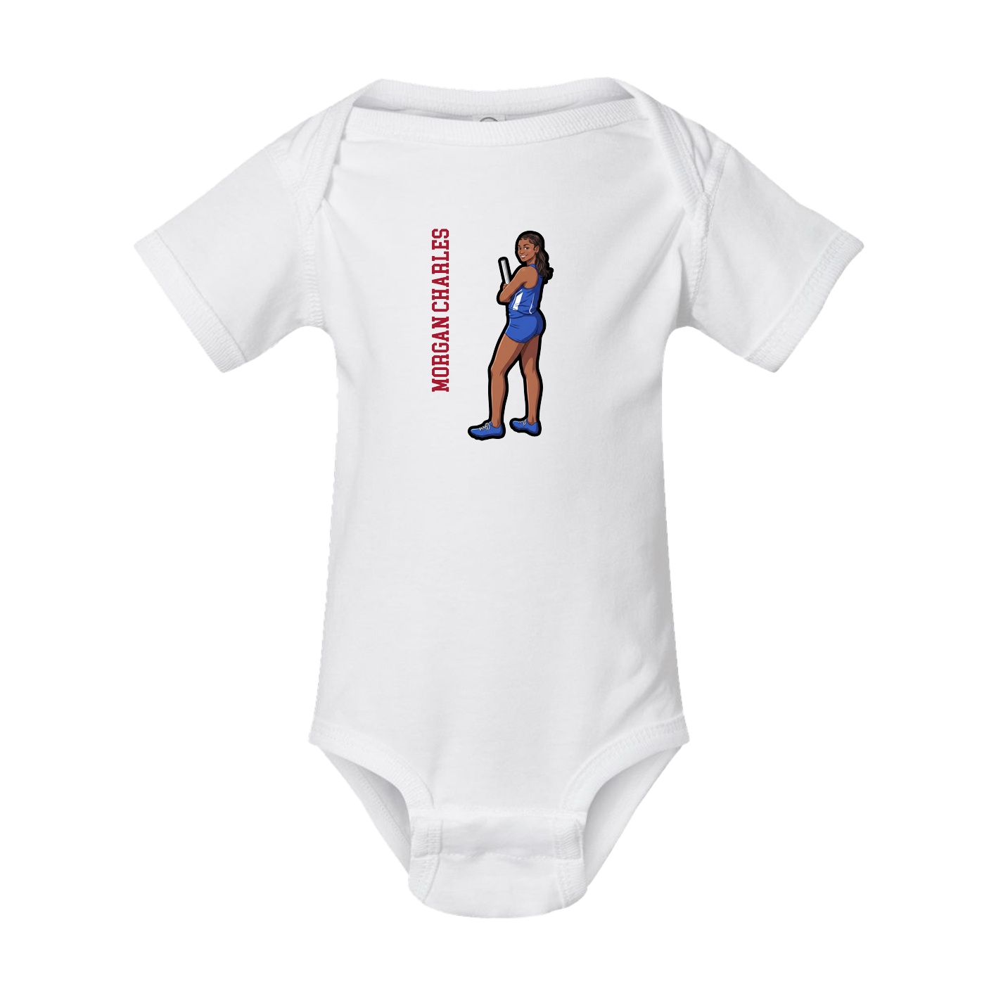 Baby Onesie — Name Vertical in White