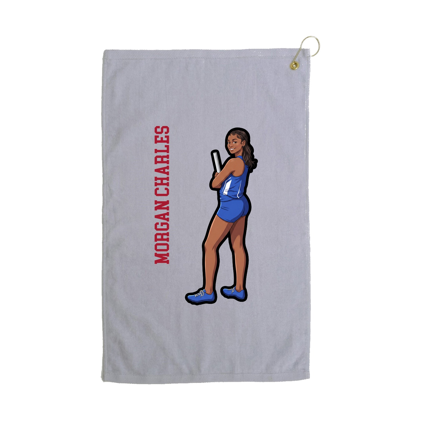 Golf Towel — Name Vertical in Grey