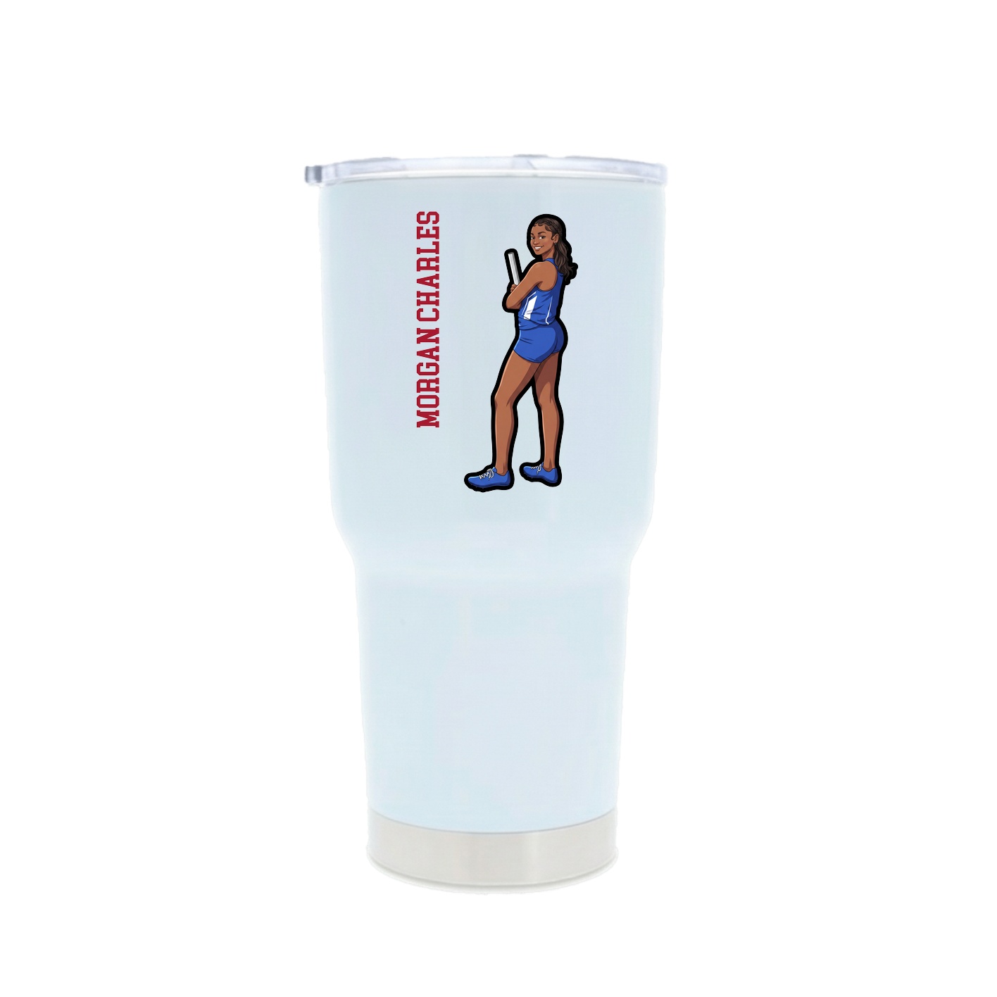 30oz Stainless Steel Tumbler — Name Vertical in White