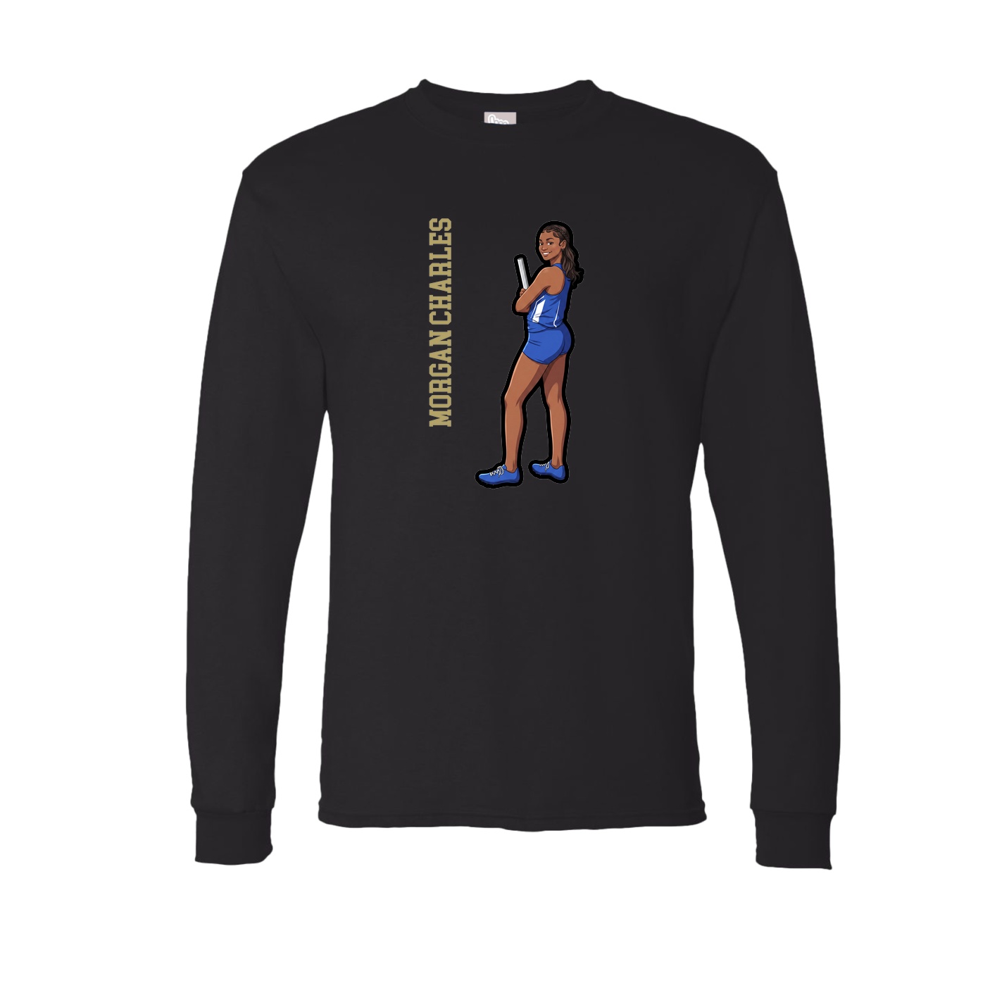 Long Sleeve Tee — Name Vertical in Black